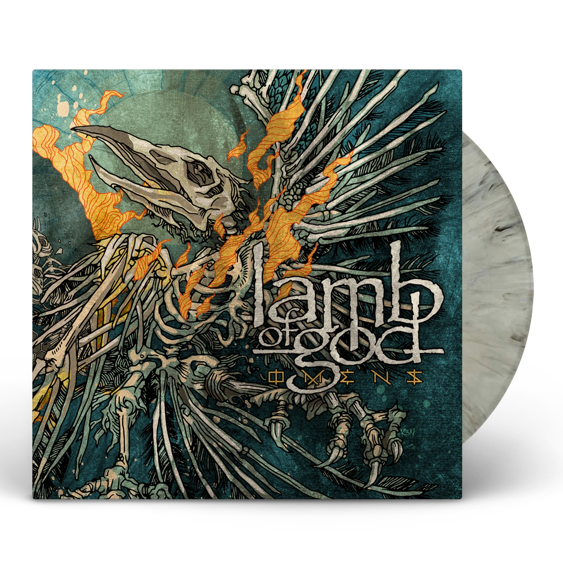 LAMB OF GOD 'OMENS' LP + CD BUNDLE - EXCLUSIVE - LTD. 250 - SILVER GRAY MARBLE/PICTURE DISC - Image 2