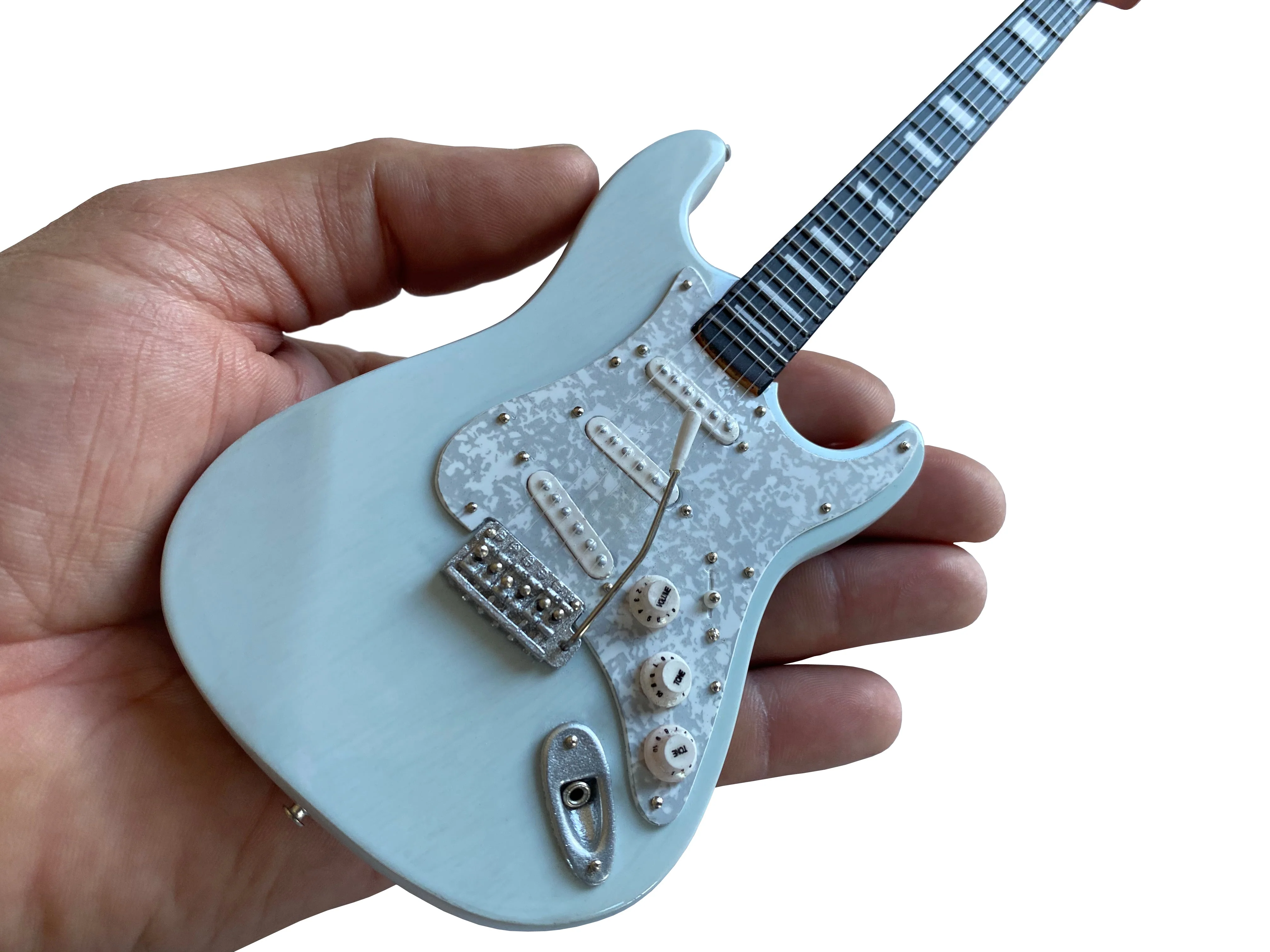 LICENSED KENNY WAYNE SHEPHERD MINI FENDER™ STRAT™ TRANSPARENT FADED SONIC BLUE GUITAR MODEL - Image 2