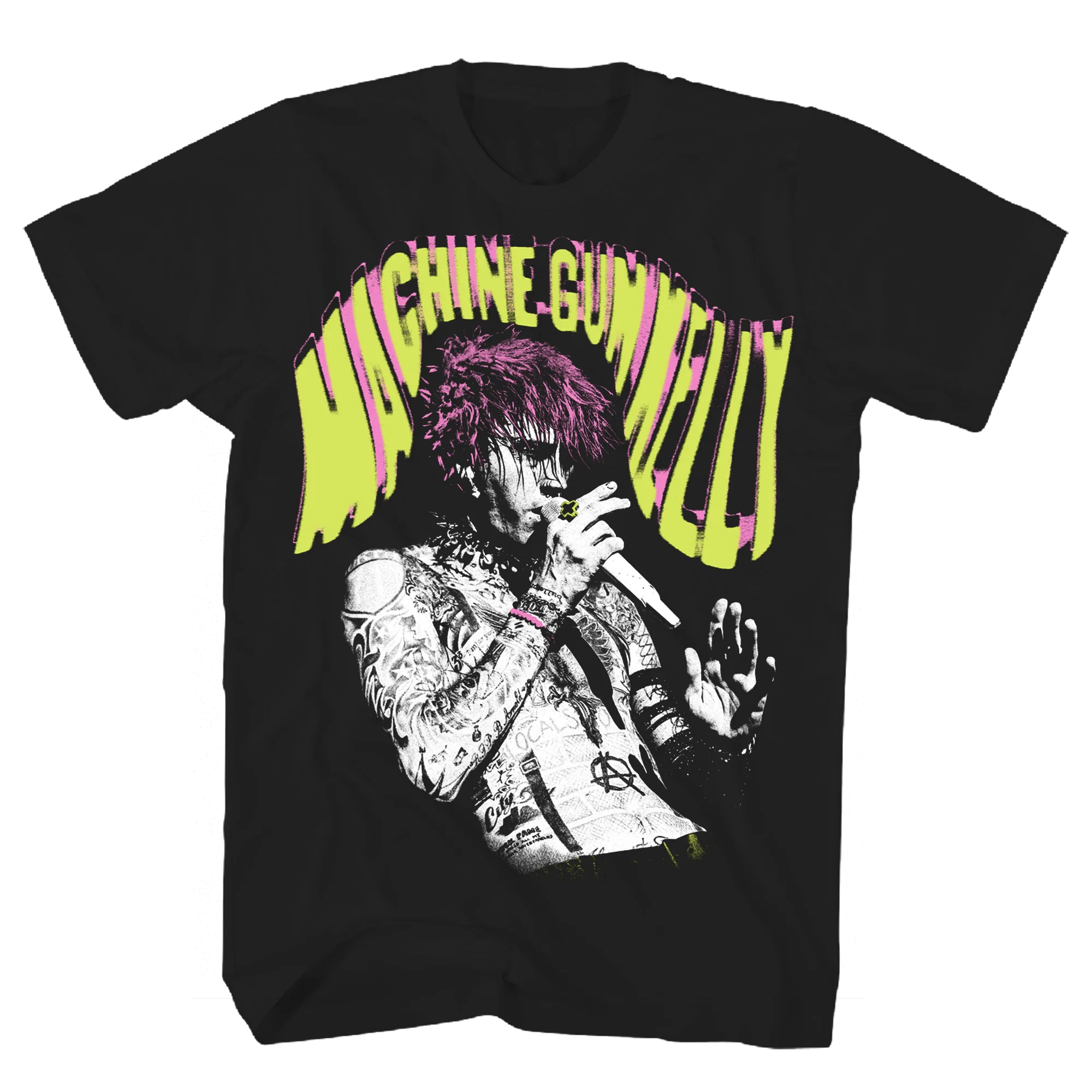 MACHINE GUN KELLY SINGING PHOTO BLACK TEE