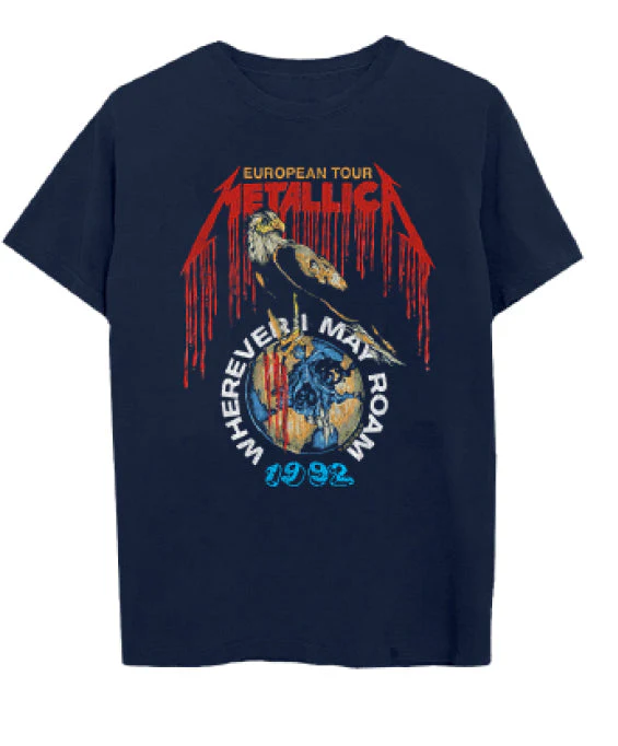 METALLICA 'WHEREVER I MAY ROAM 92 TOUR RED LOGO' T-SHIRT