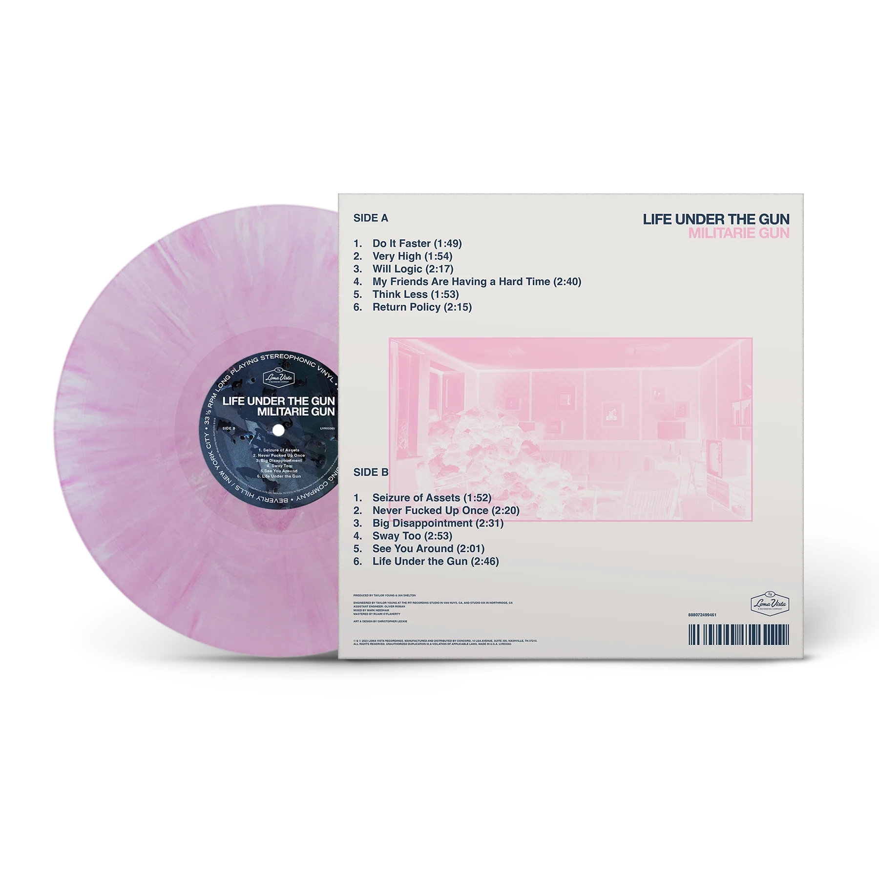 MILITARIE GUN ‘LIFE UNDER THE GUN’ LP - LTD. 500 - PINK MARBLE - Image 2