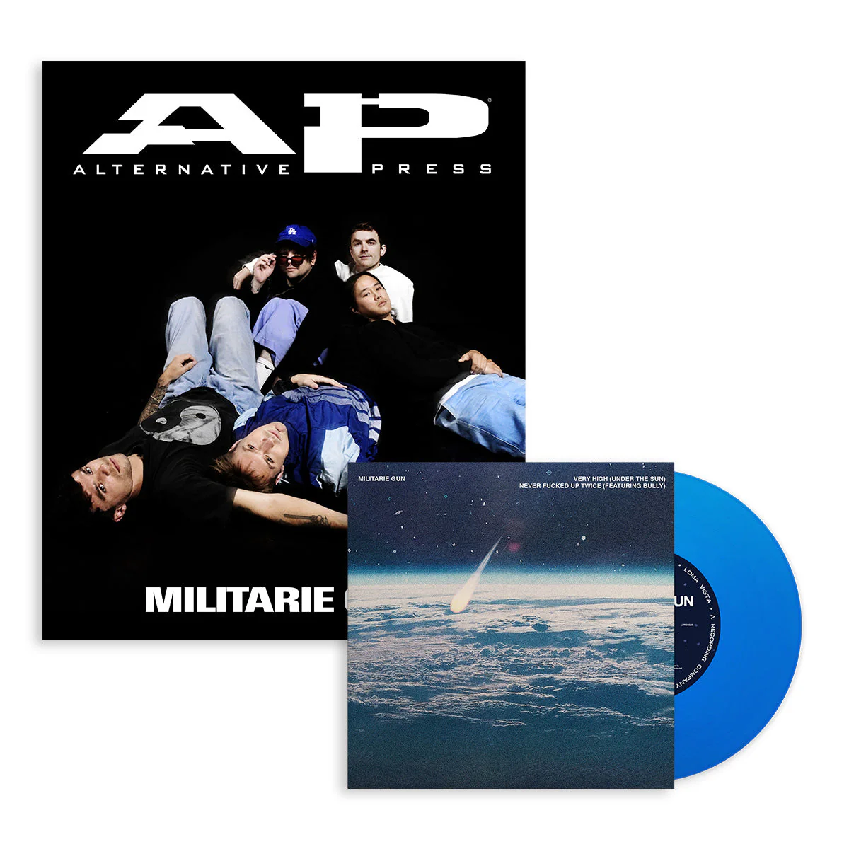 ALTERNATIVE PRESS WINTER 2023 ISSUE FEATURING MILITARIE GUN + 'MILITARE GUN' 7" - EXCLUSIVE - LTD. 500 - BLUE TRANSPARENT