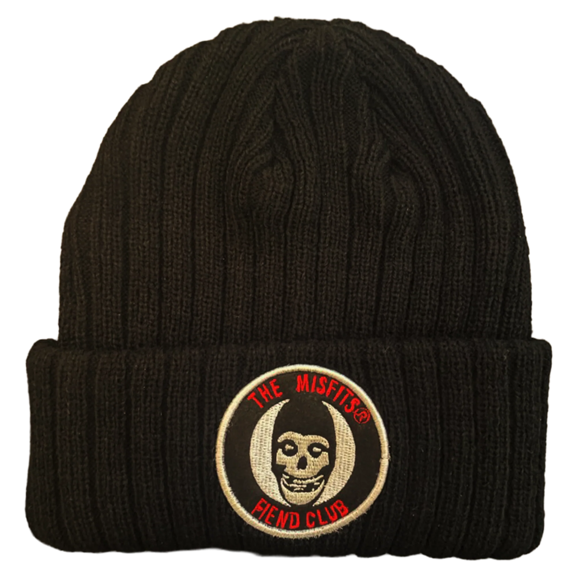 MISFITS EMB.PATCH LOGO 3XL2 RIBBED BLACK ACRYLIC KNIT HAT