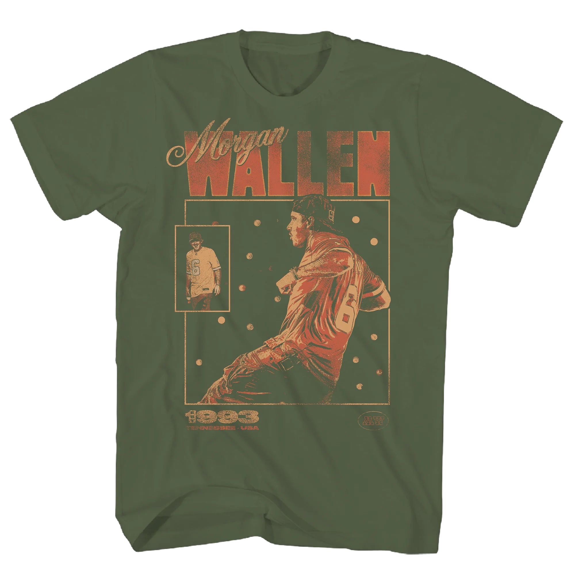 MORGAN WALLEN 1993 BASEBALL CARD MILITARY GREEN T-SHIRT/S