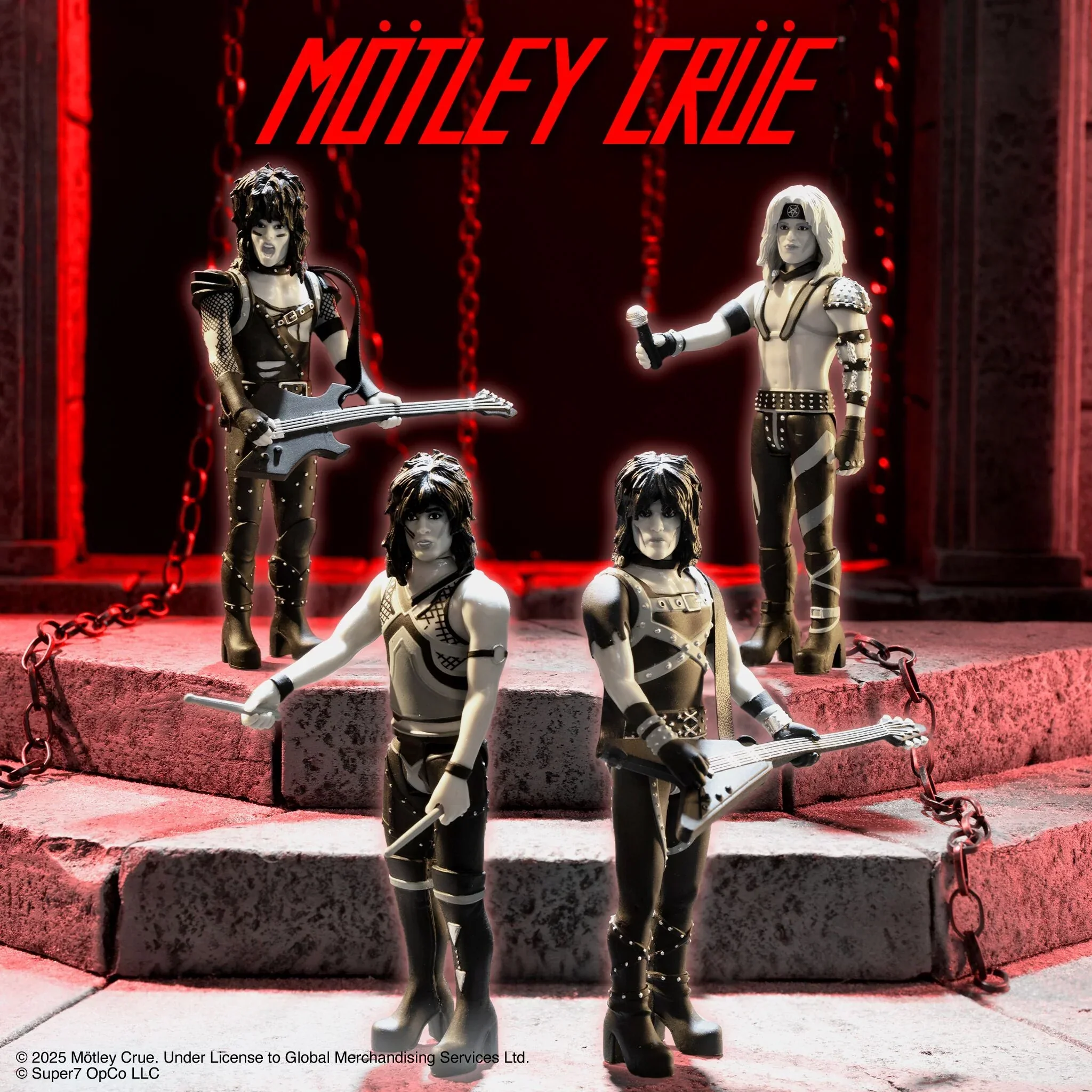 MOTLEY CRUE REACTION FIGURES WAVE 02 - SHOUT AT THE DEVIL 4 PACK - BLACK/WHITE - Image 2