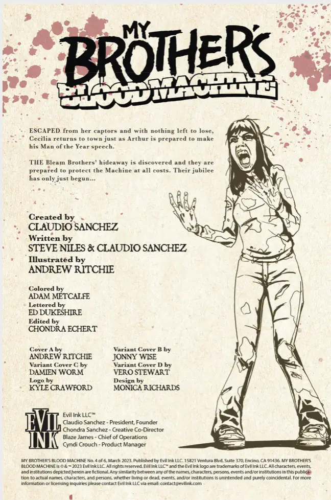 MY BROTHER’S BLOOD MACHINE by CLAUDIO SANCHEZ - COMIC BOOK ISSUE 4 OF 6 (EXCLUSIVE COVER) - Image 6