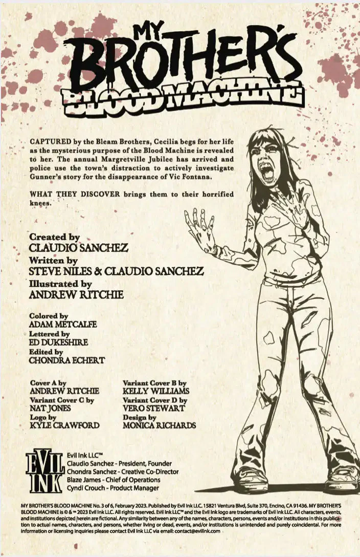 MY BROTHER’S BLOOD MACHINE by CLAUDIO SANCHEZ -  COMIC BOOK ISSUES #1 thru #3 (EXCLUSIVE COVERS) - Image 2