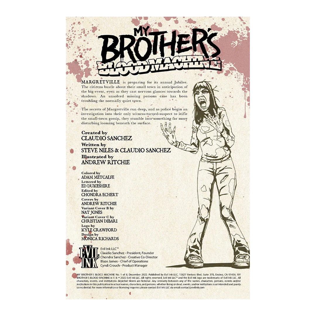 MY BROTHER’S BLOOD MACHINE by CLAUDIO SANCHEZ - COMIC BOOK ISSUE 1 OF 6 (EXCLUSIVE COVER) - Image 9