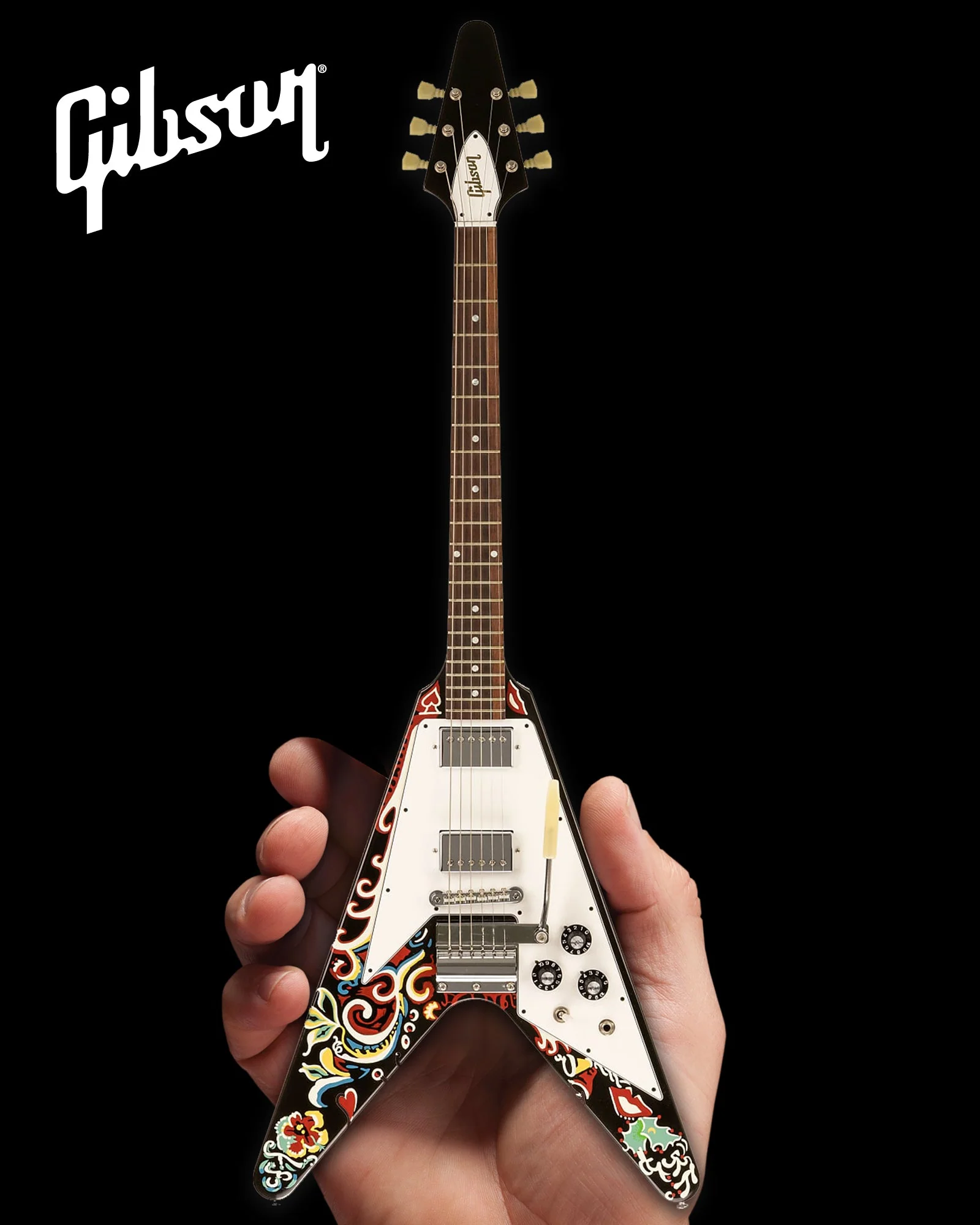 *NEW JIMI HENDRIX™ GIBSON PSYCHEDELIC FLYING V 1:4 SCALE MINI GUITAR MODEL - Image 2