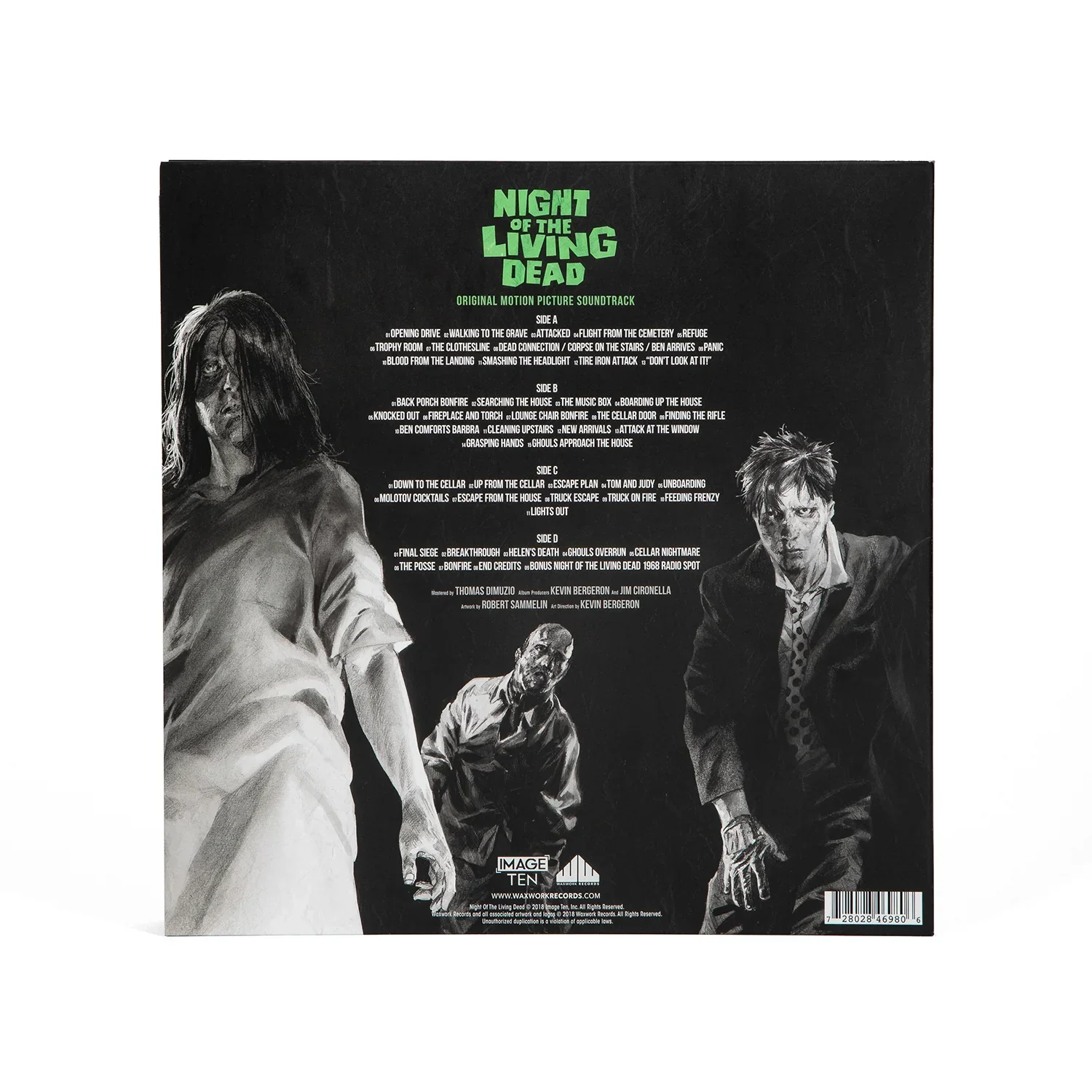 'NIGHT OF THE LIVING DEAD' MOTION PICTURE SOUNDTRACK 50TH ANNIVERSARY EDITION 2LP - GHOUL GREEN/BLUE - Image 4