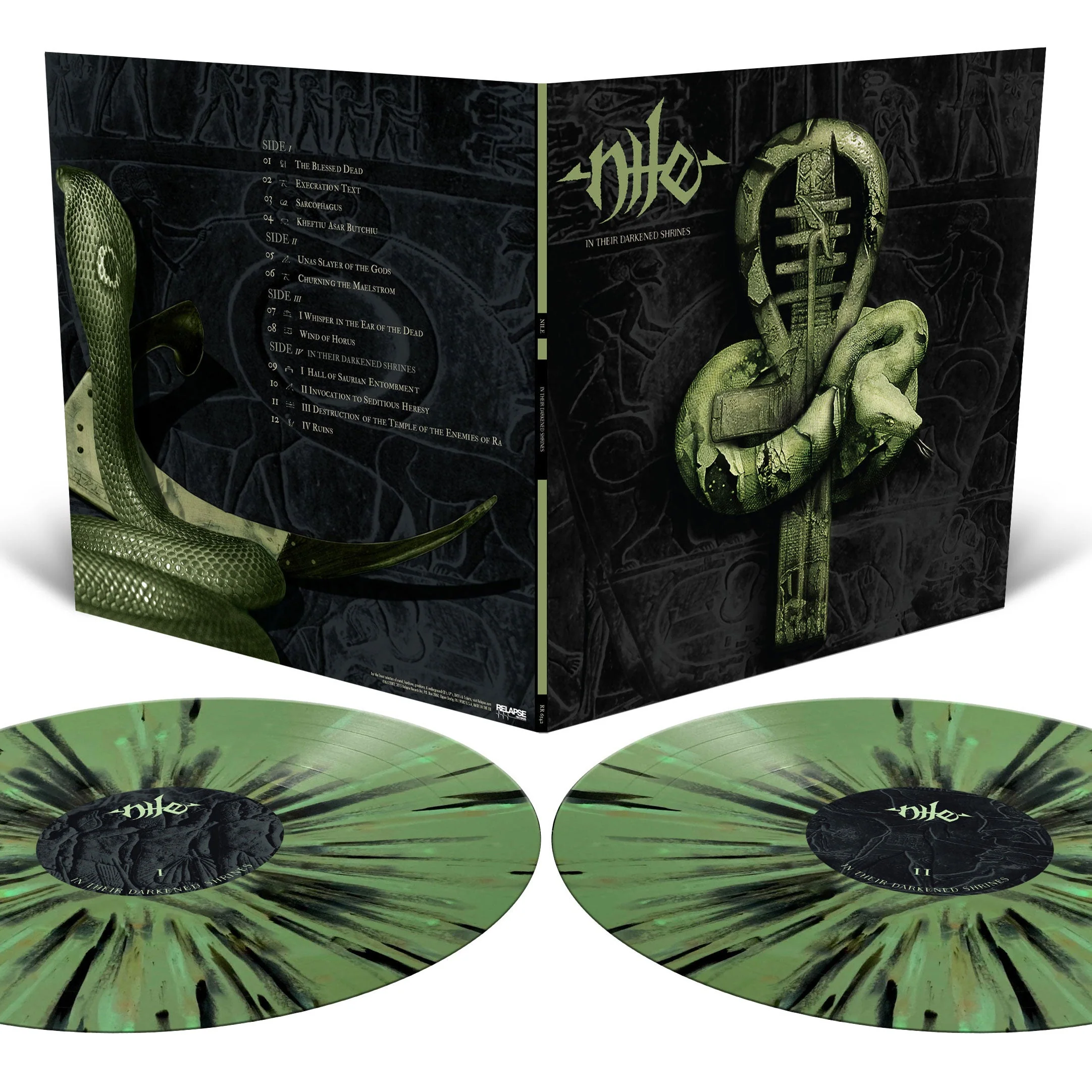 NILE 'IN THEIR DARKENED SHRINES' 2LP - OLIVE GREEN/SPLATTER