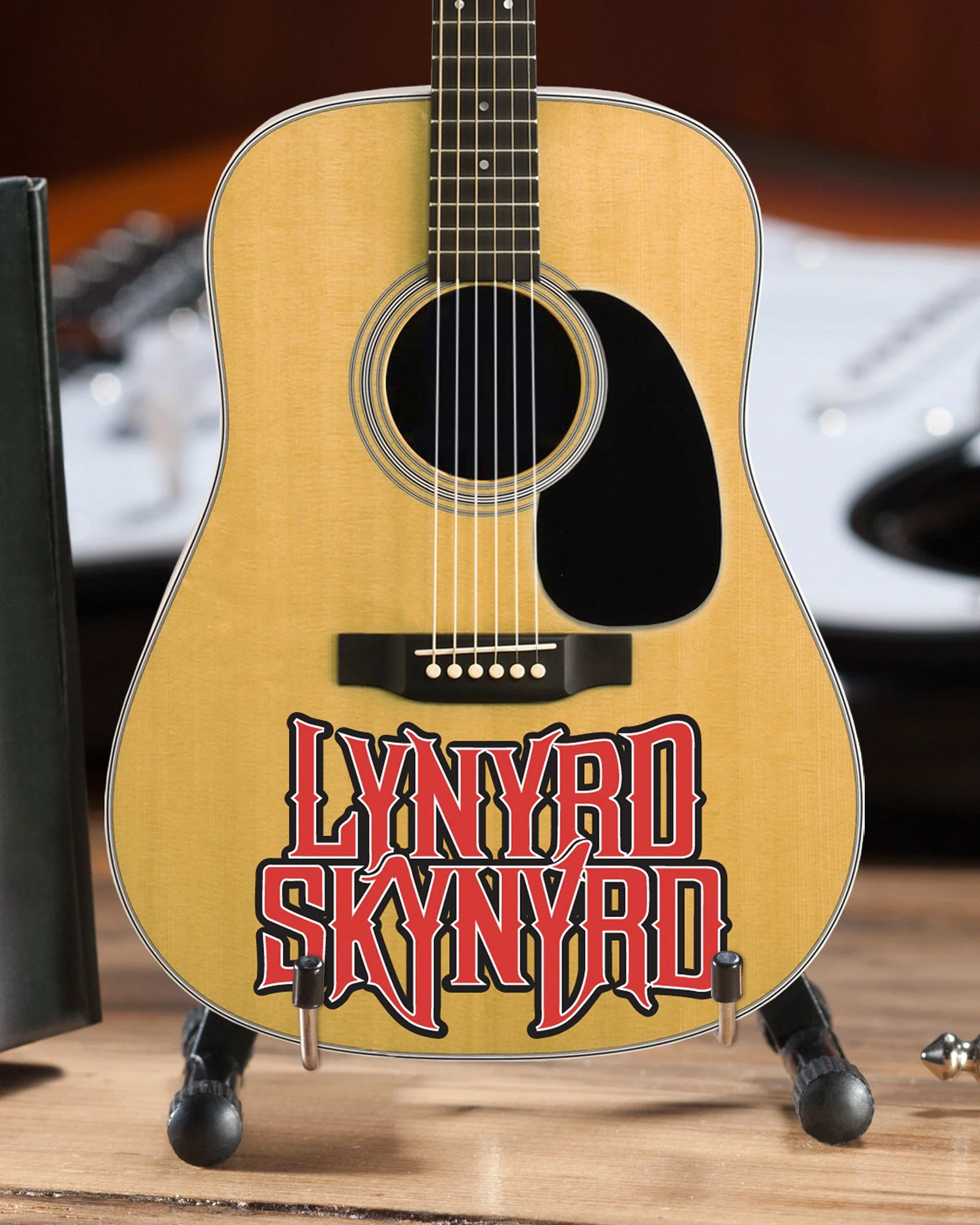 OFFICIALLY LICENSED LYNYRD SKYNYRD LOGO NATURAL FINISH ACOUSTIC MINI GUITAR - Image 2