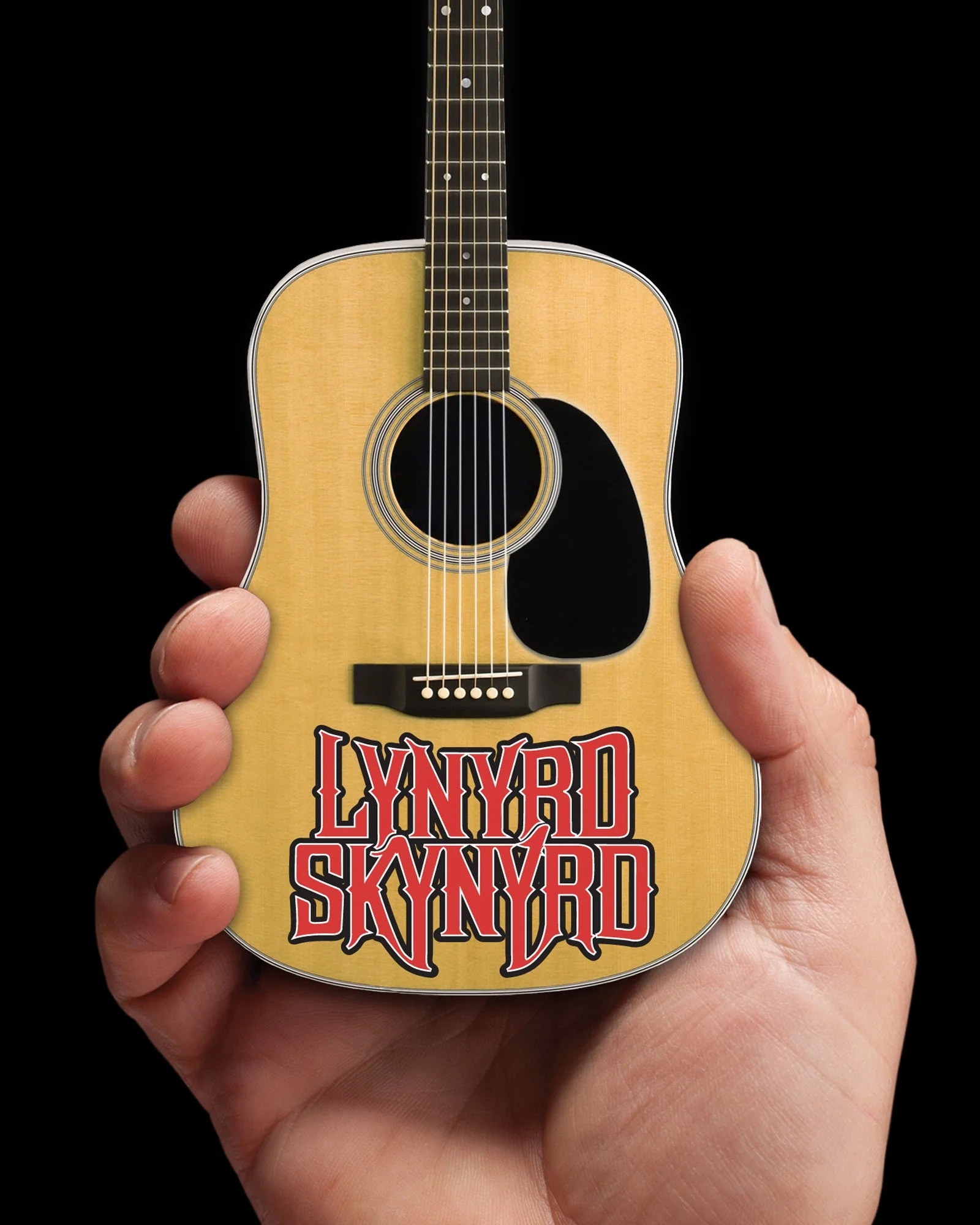 OFFICIALLY LICENSED LYNYRD SKYNYRD LOGO NATURAL FINISH ACOUSTIC MINI GUITAR - Image 4