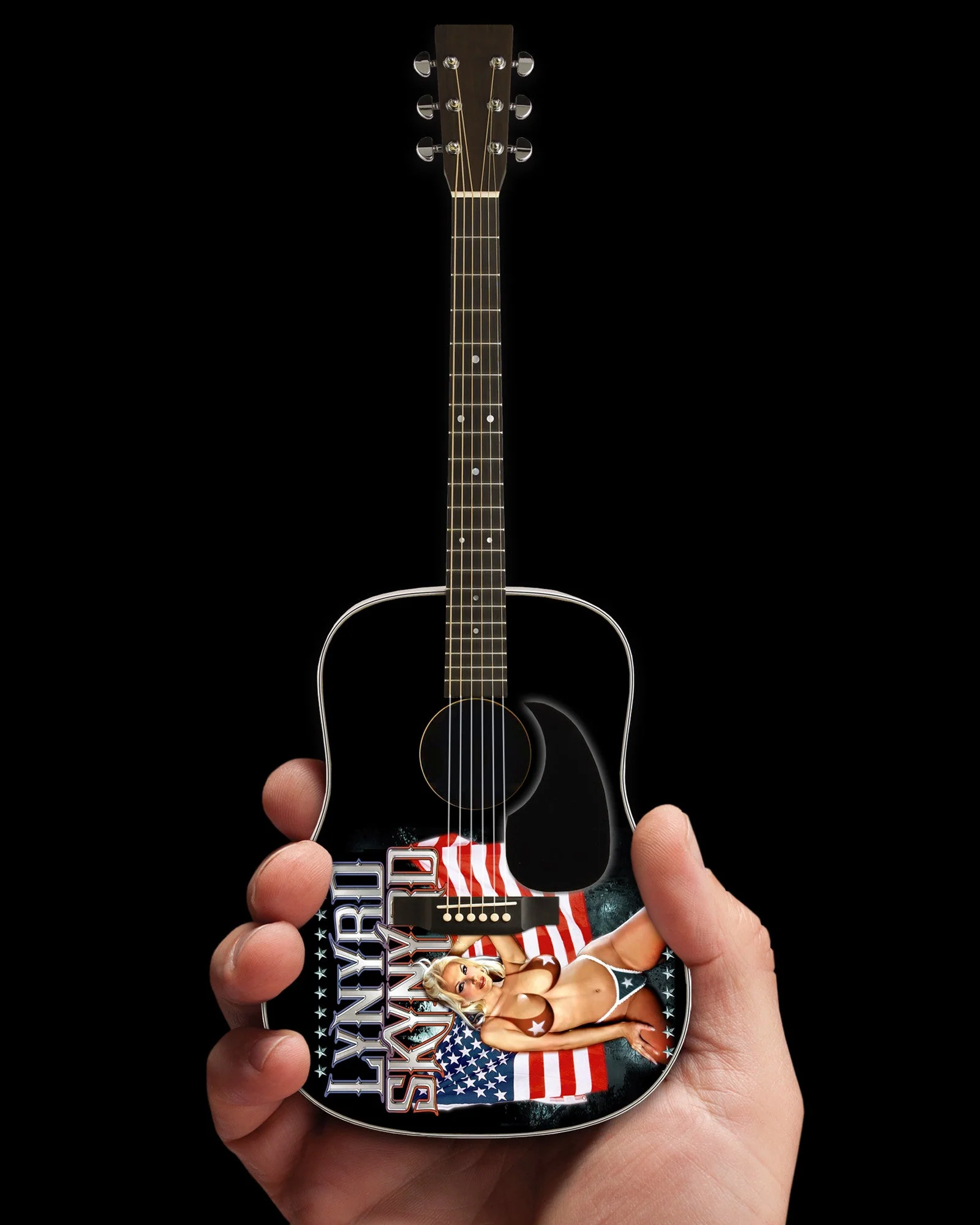 OFFICIALLY LICENSED LYNYRD SKYNYRD USA TRIBUTE ACOUSTIC MINI GUITAR - Image 3