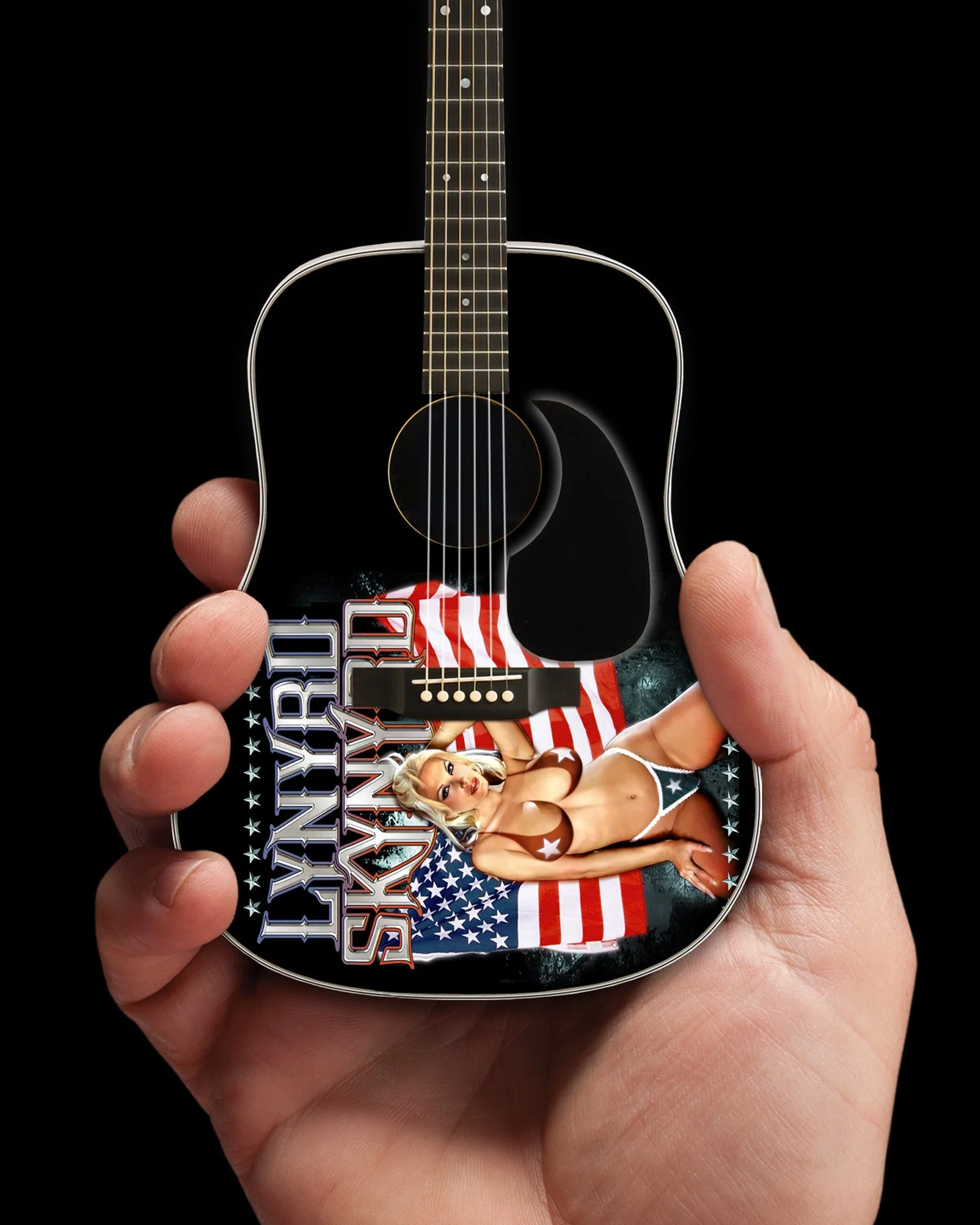 OFFICIALLY LICENSED LYNYRD SKYNYRD USA TRIBUTE ACOUSTIC MINI GUITAR - Image 4