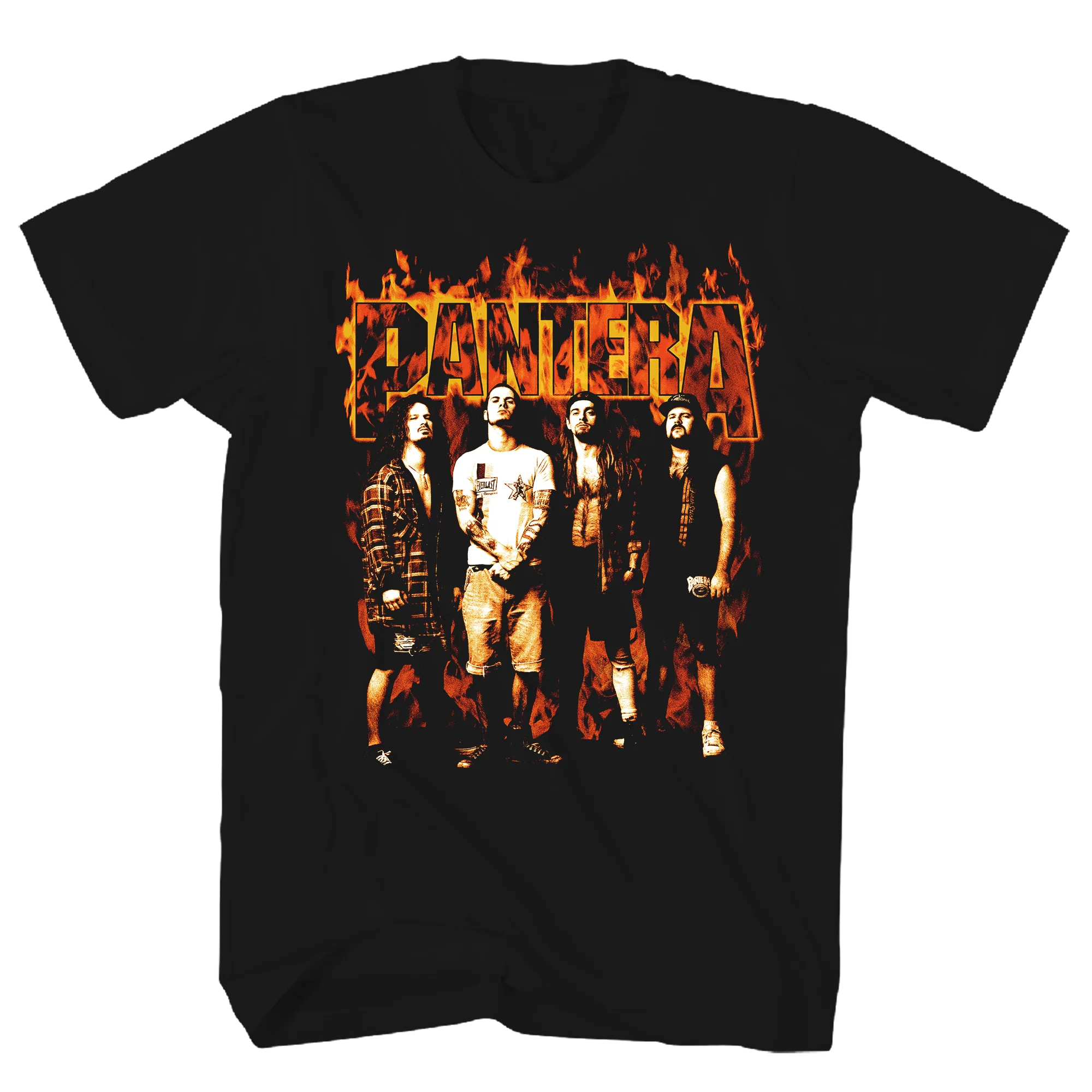 PANTERA FLAMES BAND PHOTO FRT/BACK BLACK T-SHIRT