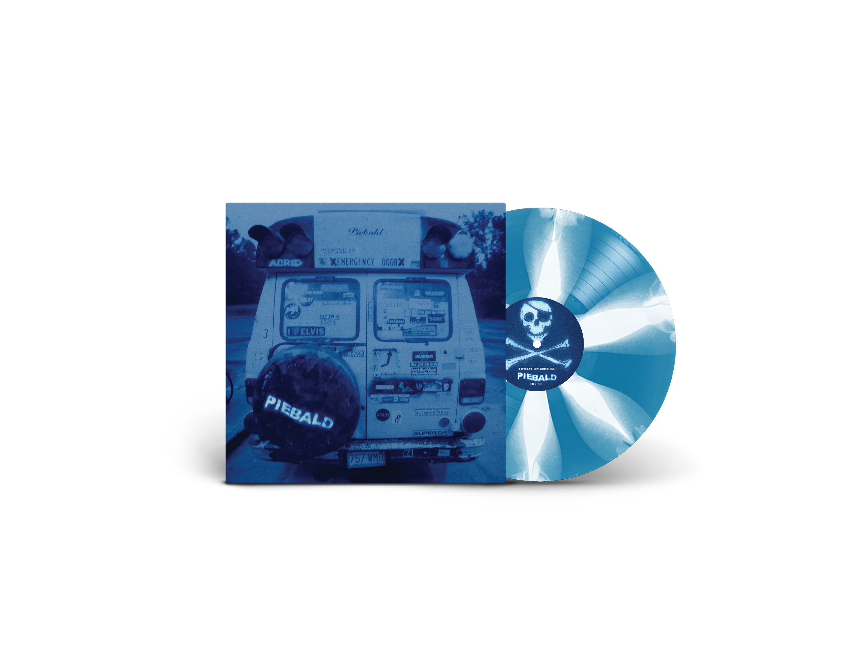 PIEBALD ‘IF IT WEREN'T FOR VENETIAN BLINDS, IT WOULD BE CURTAINS FOR US ALL’ LP (Exclusive – Limited to 100, Blue/White Thunderbolts Vinyl)