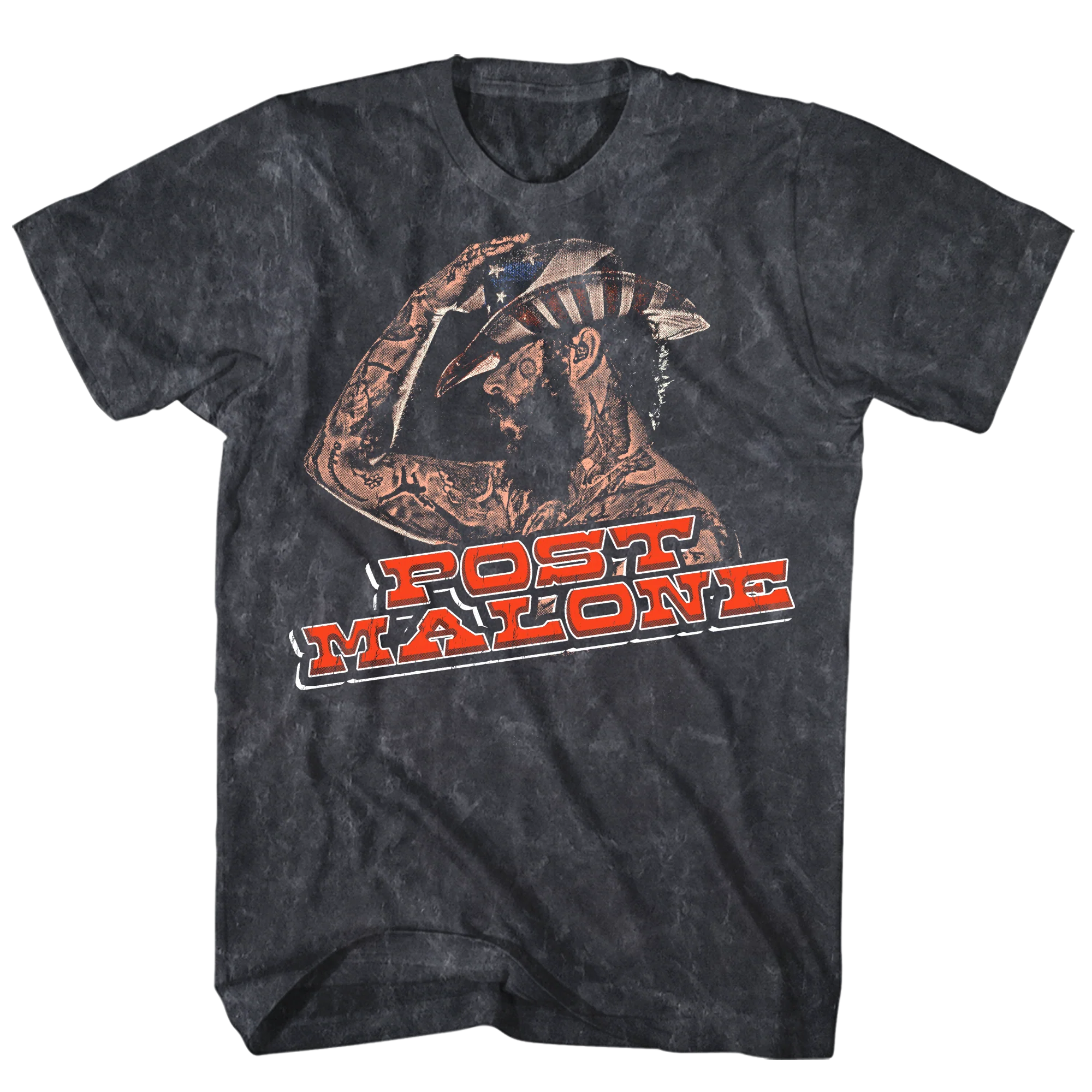 POST MALONE SIDE PROFILE BLACK MINERAL WASH T-SHIRT/S