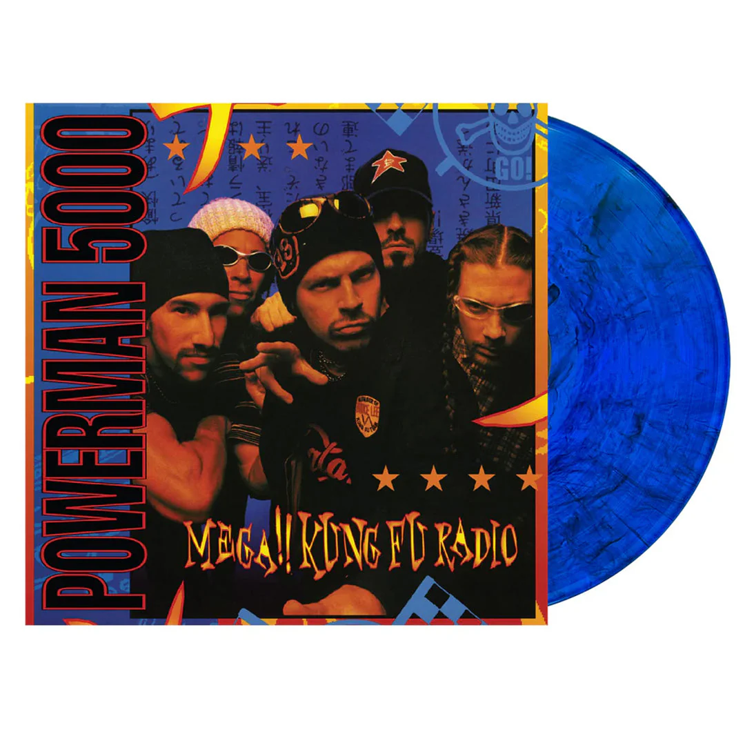POWERMAN 5000 'MEGA!! KUNG FU RADIO' LP BLUE/BLACK/SWIRL