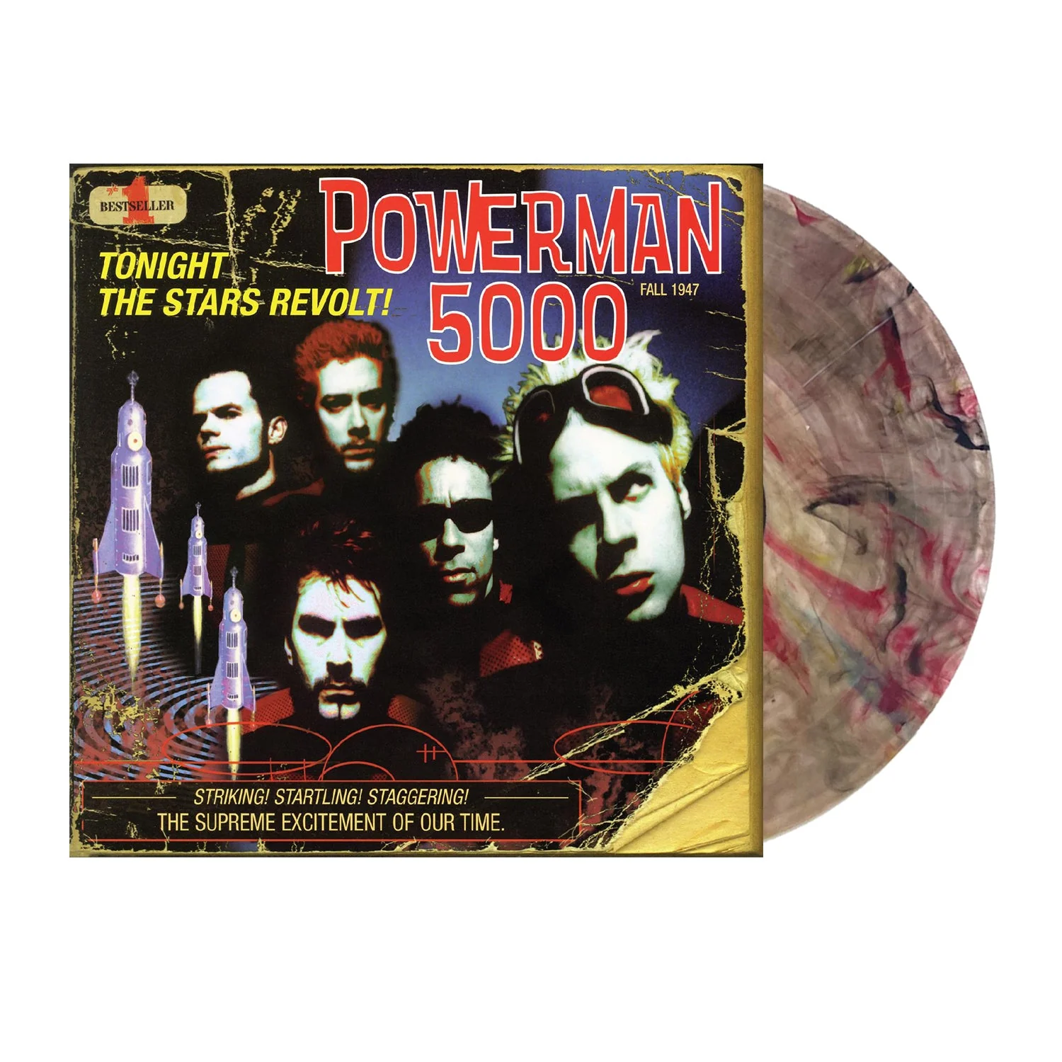 POWERMAN 5000 ‘TONIGHT THE STARS REVOLT!’ LP - EXCLUSIVE - LTD. 500 - TRANSPARENT JUNGLE SWIRL - Image 2