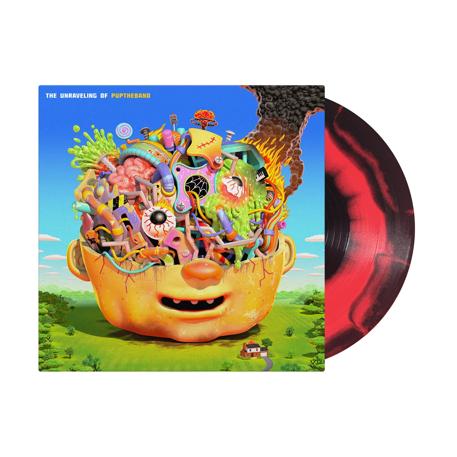 PUP 'THE UNRAVELING OF PUPTHEBAND' LP - NEON CORAL/BLACK/SMUSH