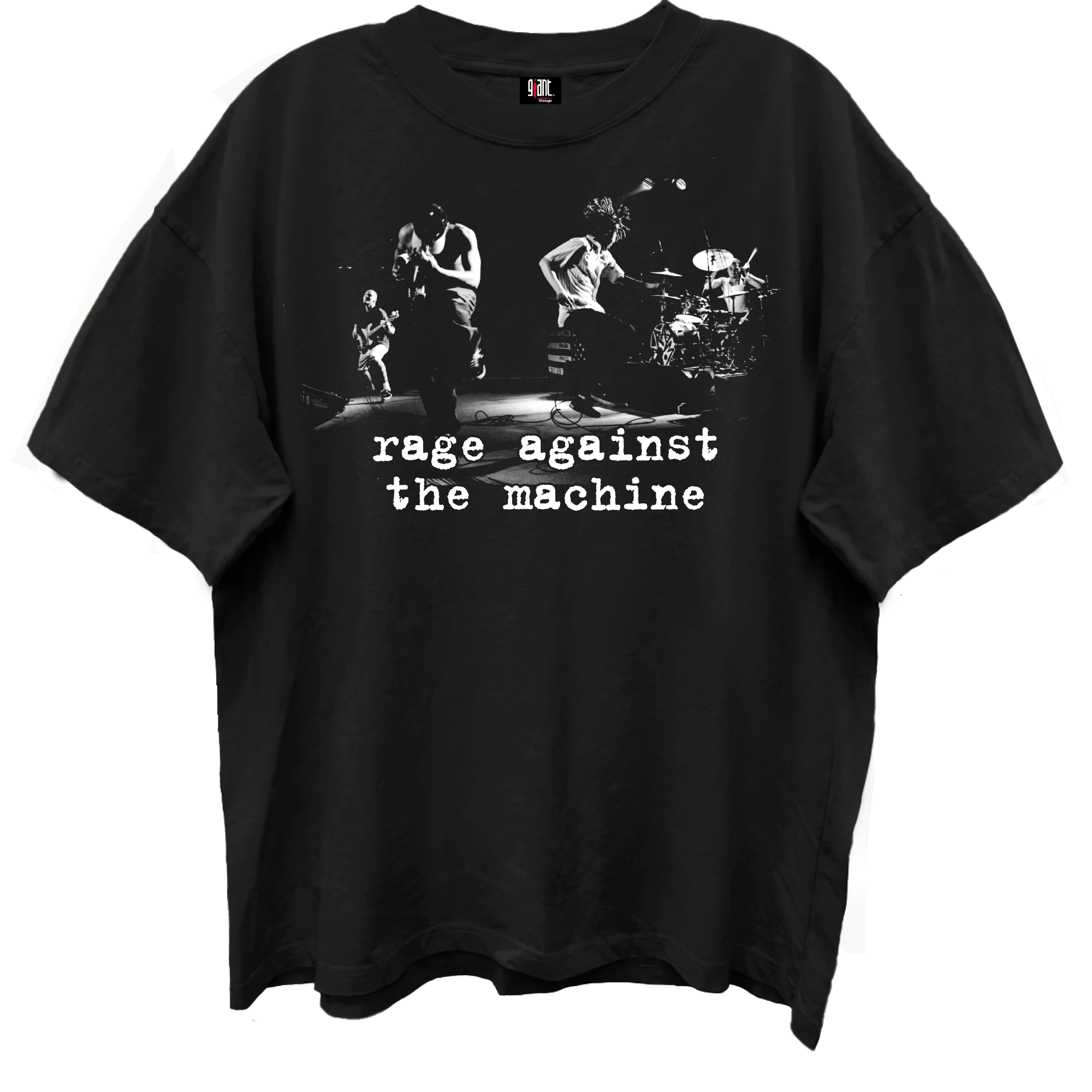 RAGE AGAINST THE MACHINE BAND PHOTO/GIANT VINTAGEIMO BLACK T-SHIRT