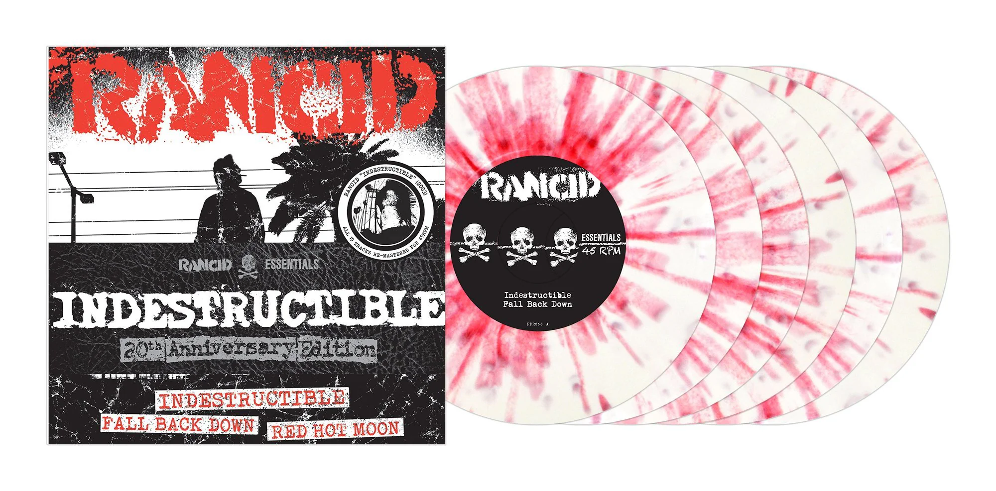 RANCID 'INDESTRUCTIBLE' 6x7" SINGLES - WHITE/RED/SPLATTER