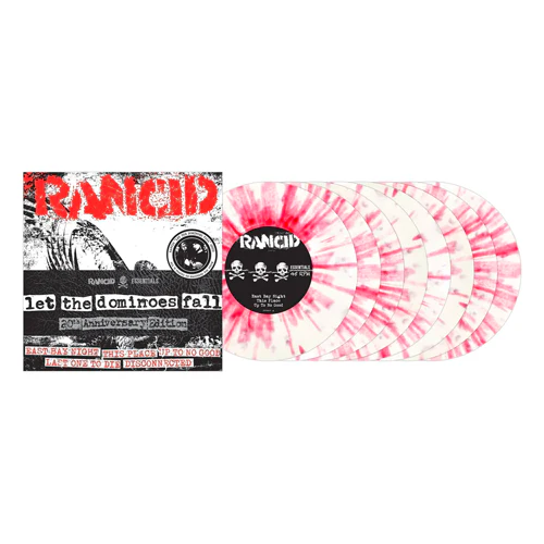 RANCID 'LET THE DOMINOES FALL' 8x7" SINGLES - WHITE/RED/SPLATTER - Image 3