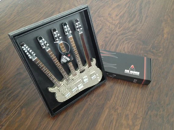 RICK NIELSEN™ FIVE-NECK CHECKERED MINI GUITAR REPLICA COLLECTIBLE - OFFICIALLY LICENSED - Image 4