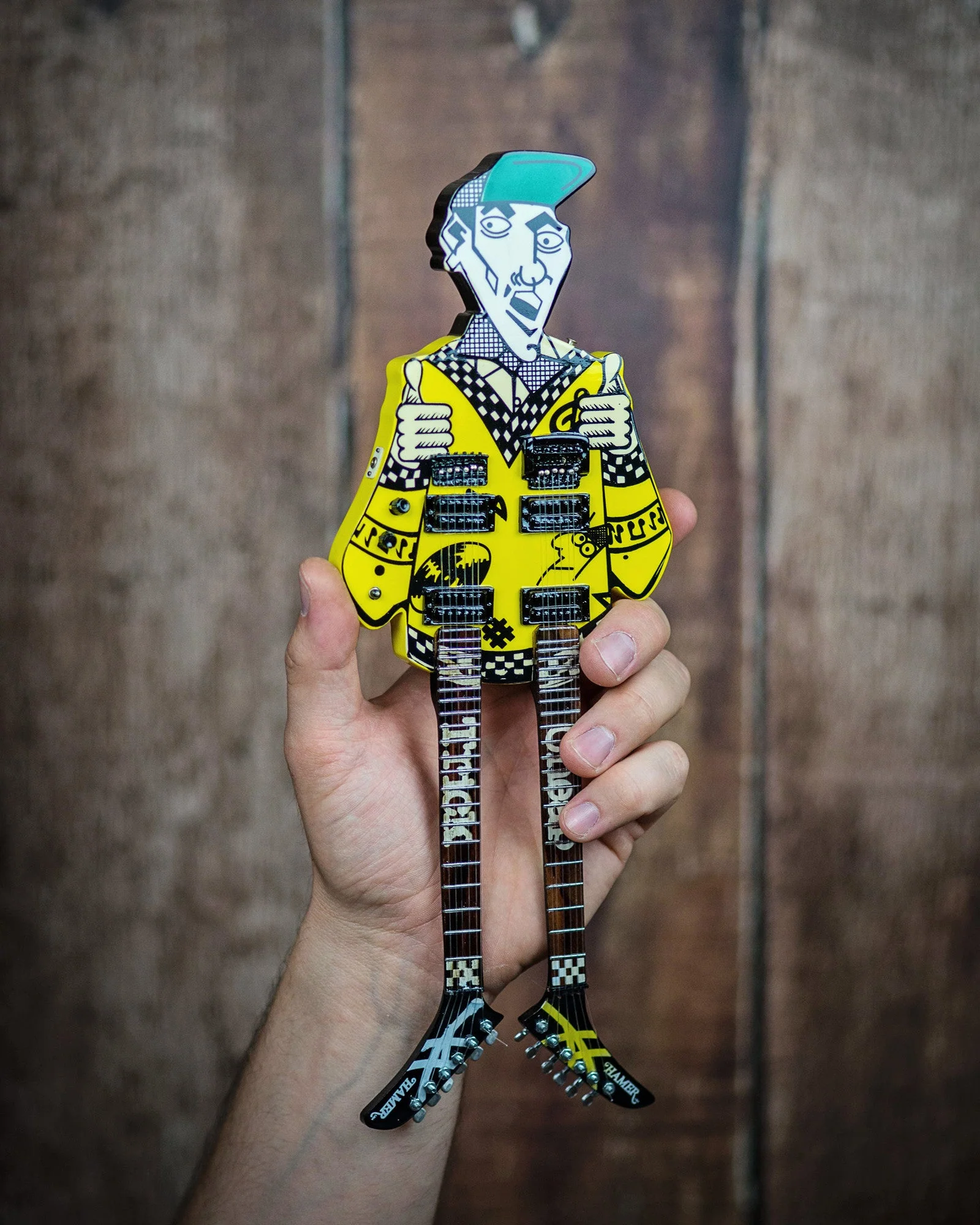 RICK NIELSEN™ UNCLE DICK DOUBLENECK MINI GUITAR REPLICA COLLECTIBLE - OFFICIALLY LICENSED - Image 2