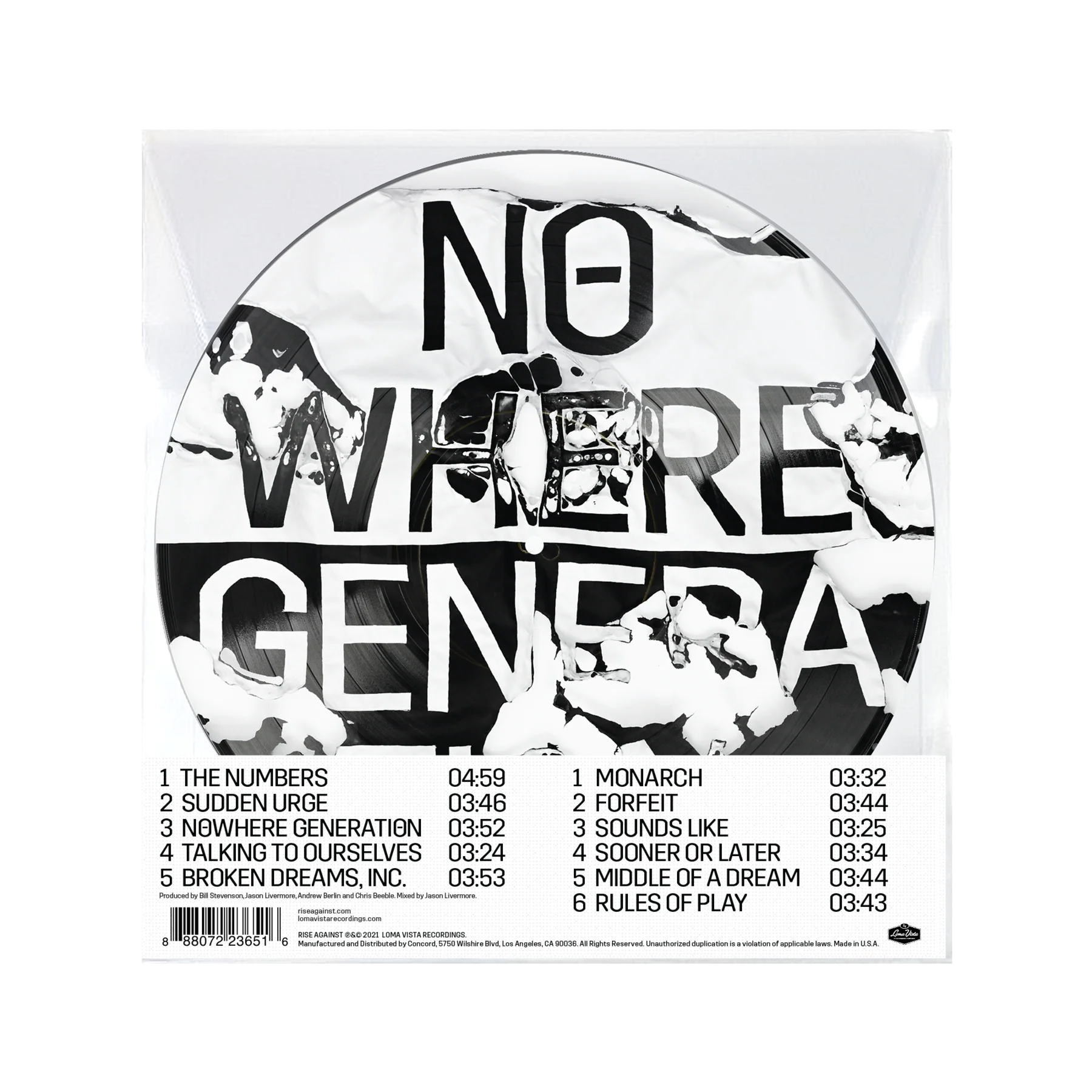 RISE AGAINST ‘NOWHERE GENERATION’ LP - LTD. - PICTURE DISC - Image 2