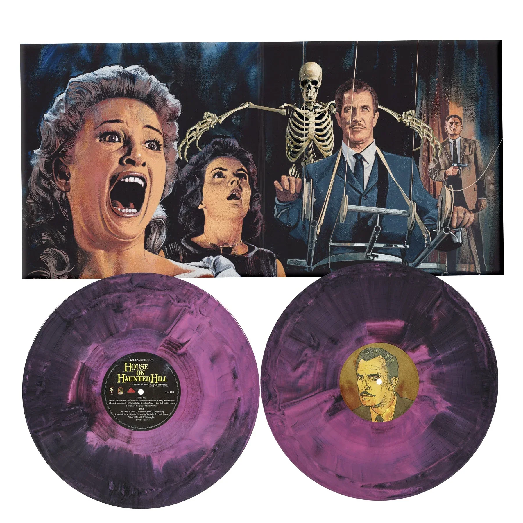 ROB ZOMBIE PRESENTS HOUSE ON HAUNTED HILL SOUNDTRACK 2LP (Pink & Black Hand Poured Color Vinyl) - Image 2