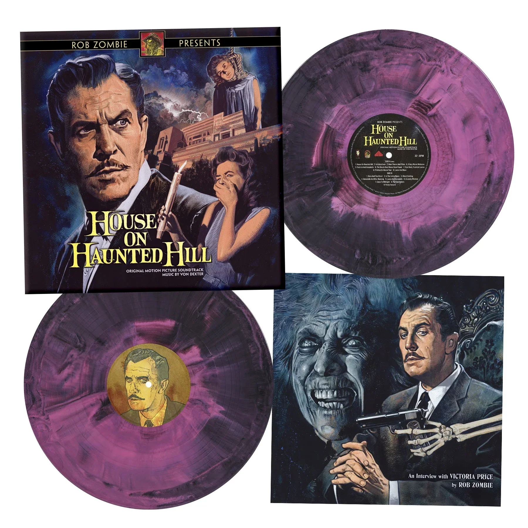 ROB ZOMBIE PRESENTS HOUSE ON HAUNTED HILL SOUNDTRACK 2LP (Pink & Black Hand Poured Color Vinyl) - Image 3