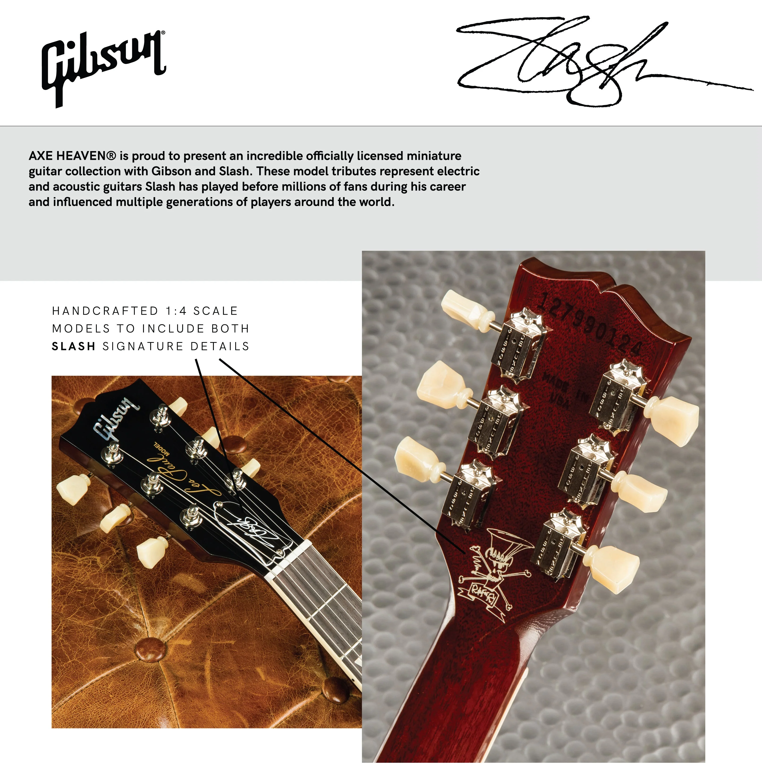 SLASH GIBSON LES PAUL STANDARD NOVEMBER BURST 1:4 SCALE MINI GUITAR MODEL - Image 4