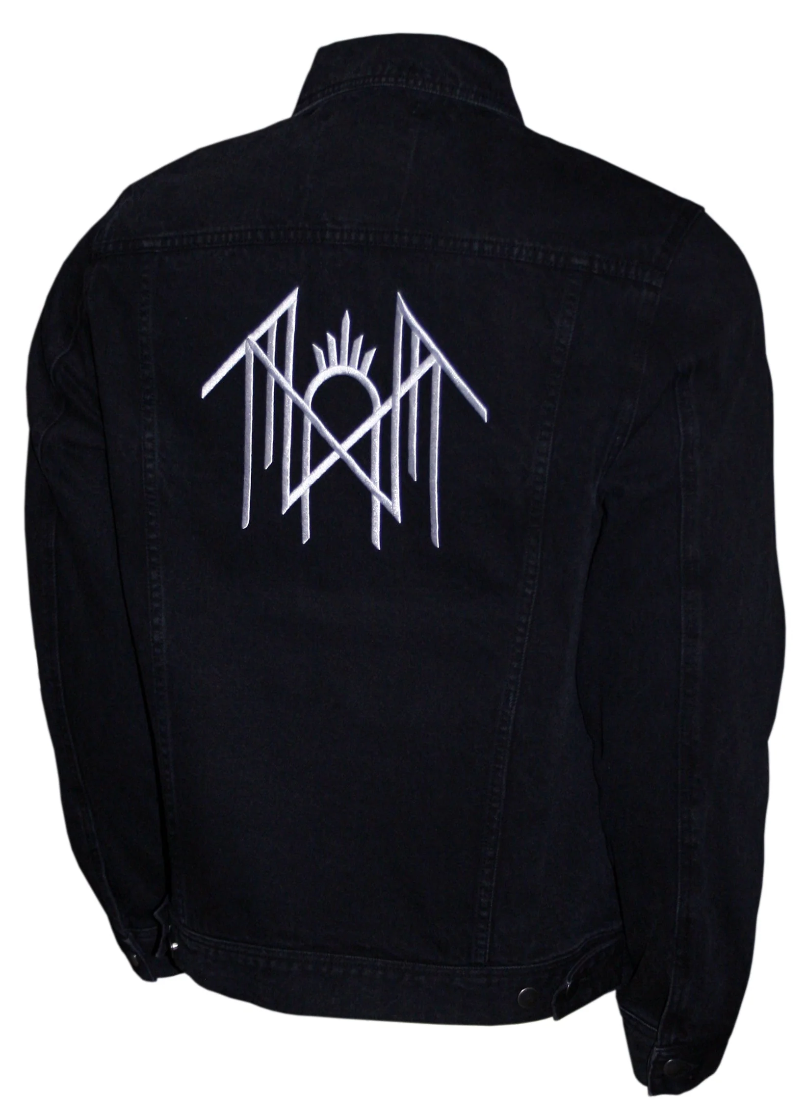 SLEEP TOKEN BLACK DENIM JACKET WHITE EMBROIDERY LOGO - Image 2