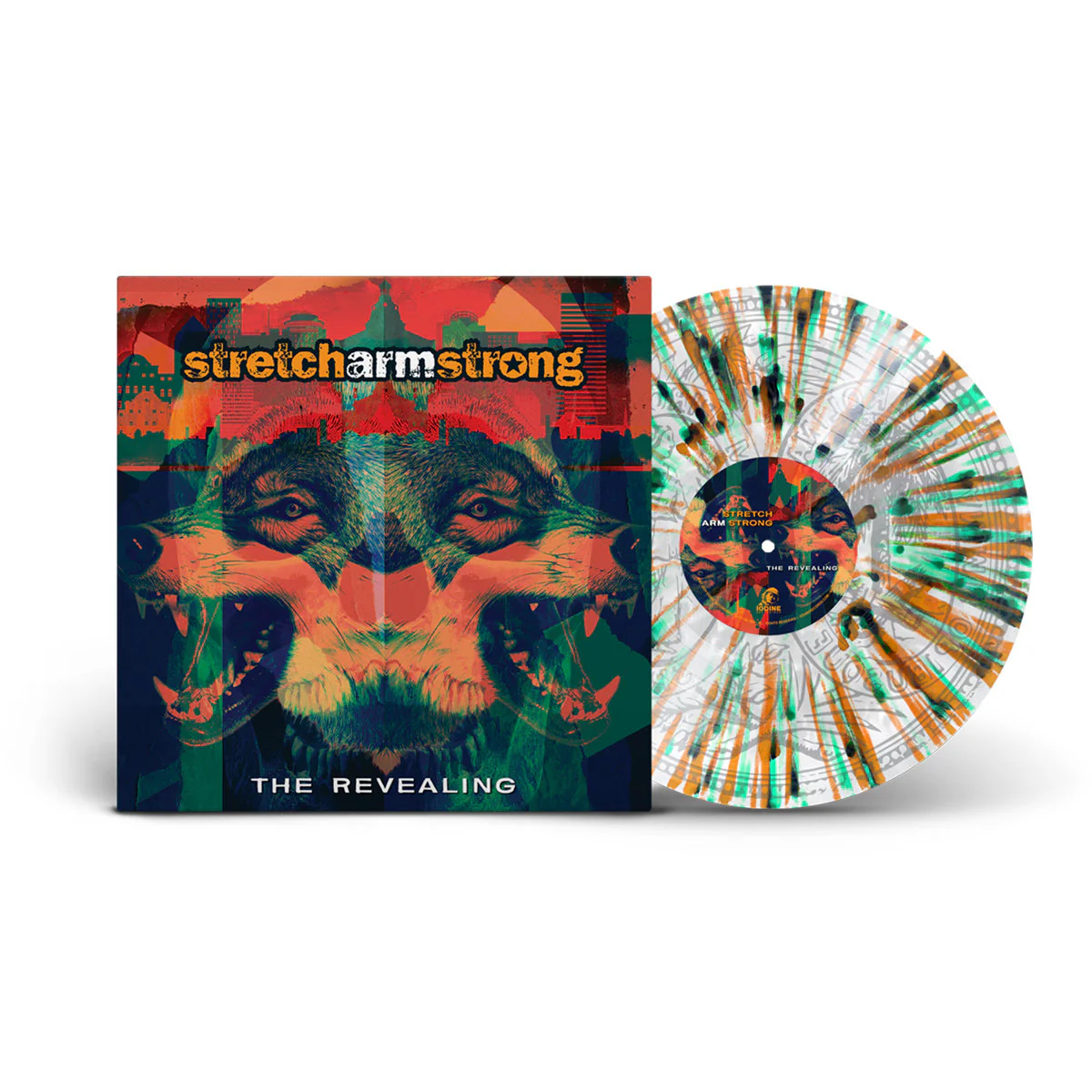 STRETCH ARM STRONG ‘THE REVEALING’ 12" EP - EXCLUSIVE - LTD. 250 - CLOUDY WHITE/GREEN/ORANGE/SPLATTER & SILKSCREENED SIDE-B - Image 2