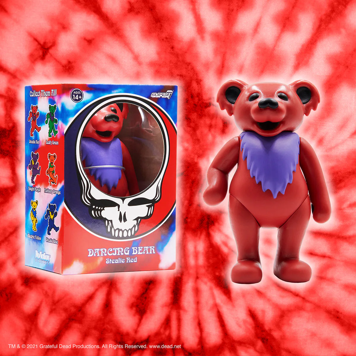 SUPER7 REACTION GRATEFUL DEAD W2 DANCING BEARS - RED - Image 2