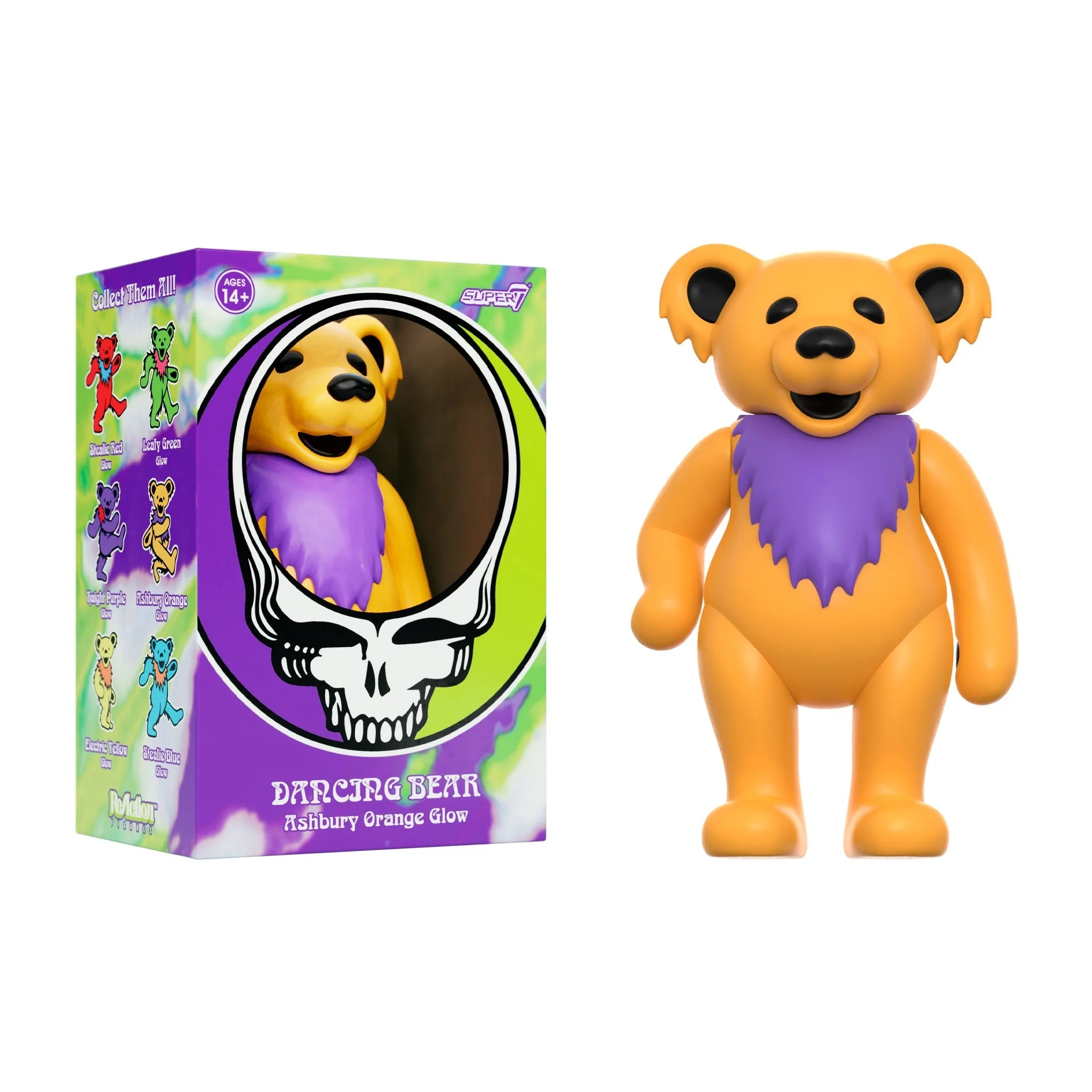 SUPER7 REACTION GRATEFUL DEAD W3 DANCING BEARS - ASHBURY ORANGE/GLOW IN THE DARK - Image 3