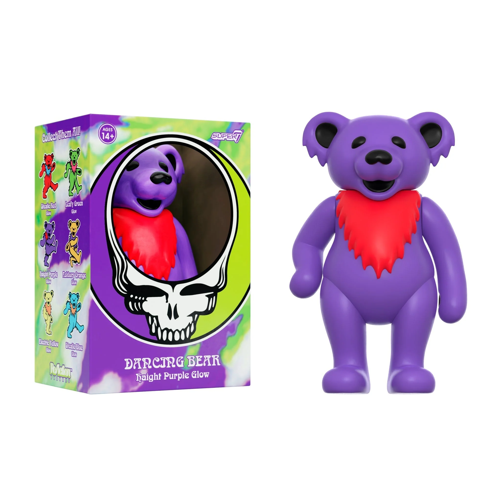 SUPER7 REACTION GRATEFUL DEAD W3 DANCING BEARS - HAIGHT PURPLE/GLOW IN THE DARK - Image 3