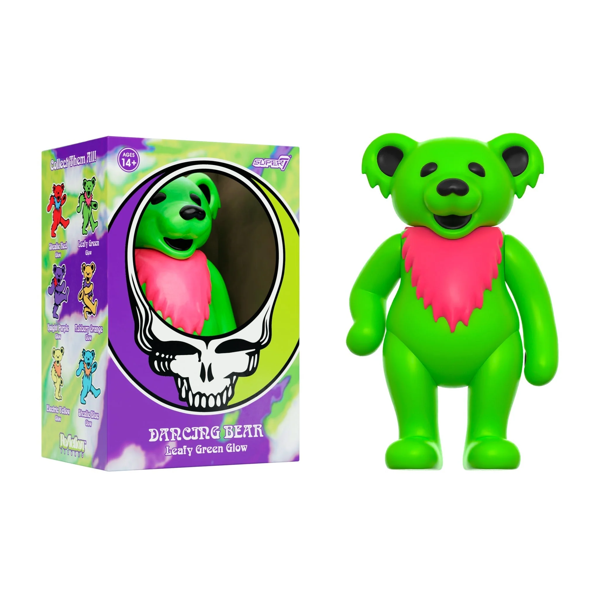 SUPER7 REACTION GRATEFUL DEAD W3 DANCING BEARS - LEAFY GREEN/GLOW IN THE DARK - Image 3