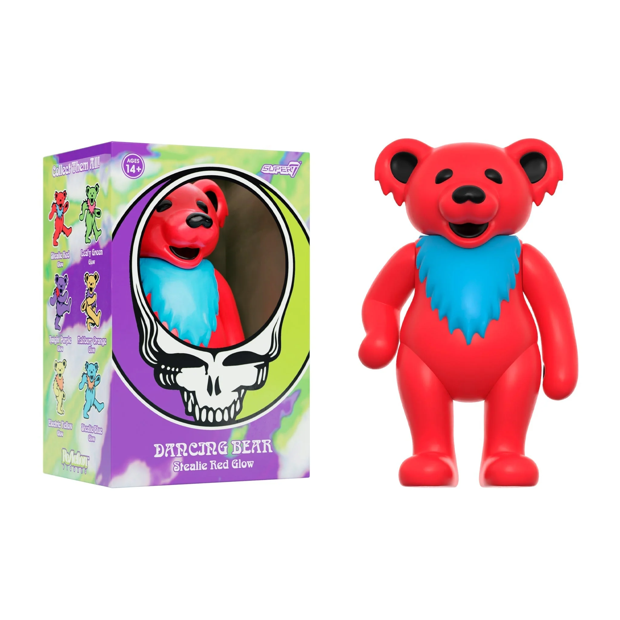 SUPER7 REACTION GRATEFUL DEAD W3 DANCING BEARS - STEALIE RED/GLOW IN THE DARK - Image 3