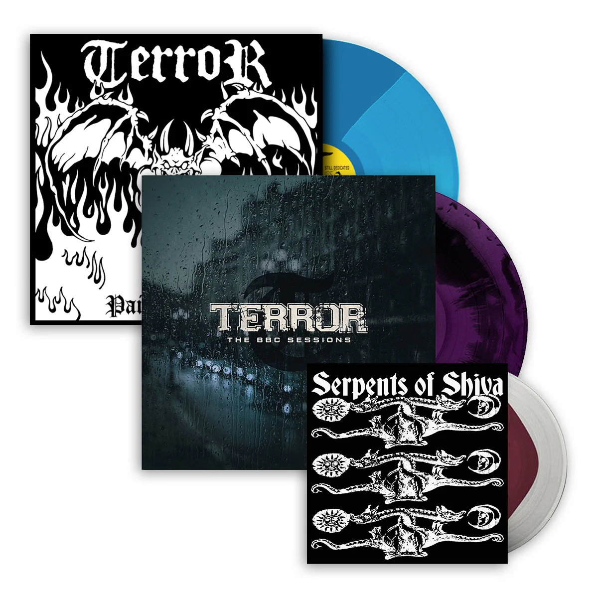 TERROR ‘BBC SESSIONS’ & 'PAIN INTO POWER' LPS + SERPENTS OF SHIVA 7" LIMITED BUNDLE