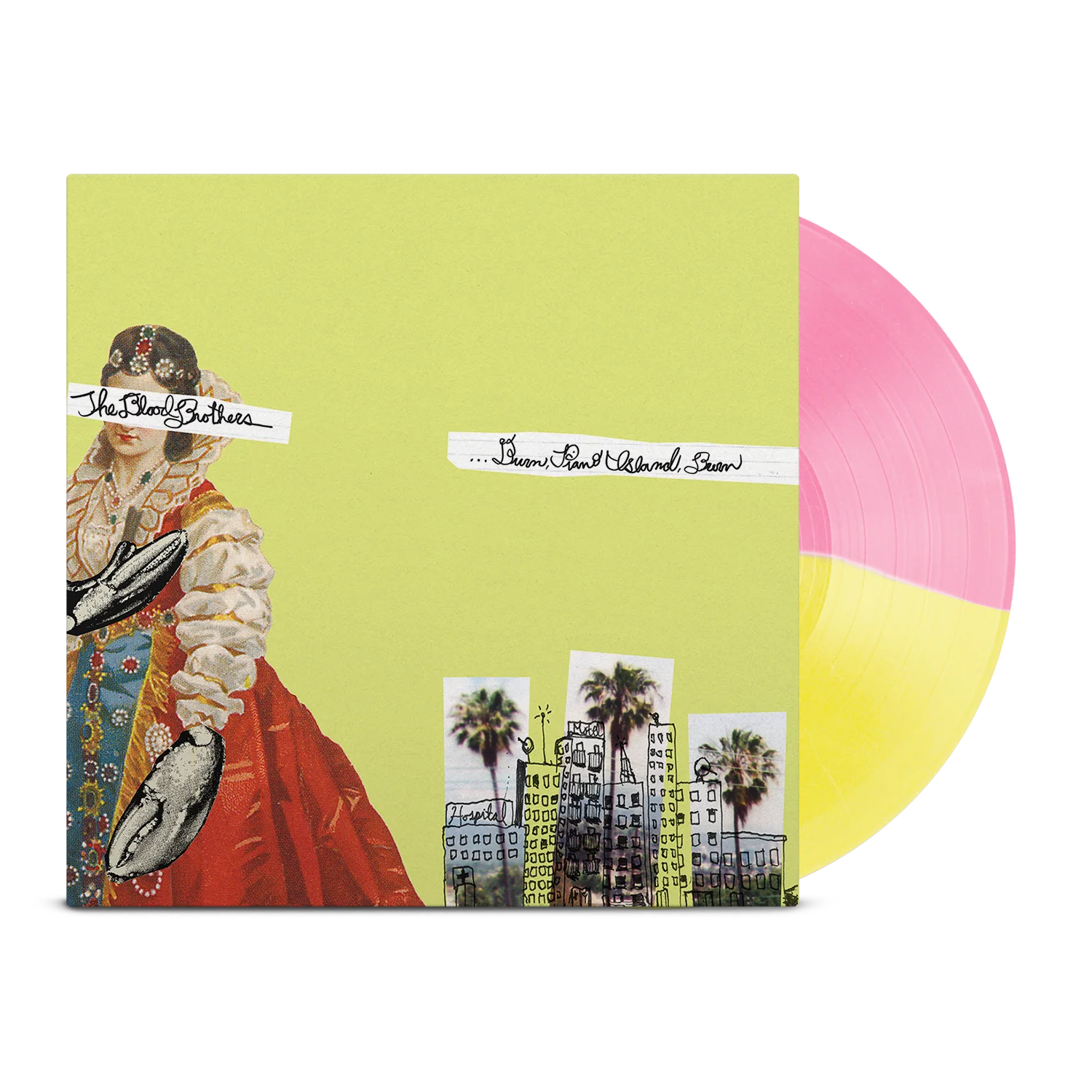 THE BLOOD BROTHERS ‘BURN, PIANO ISLAND, BURN’ DELUXE COLLECTOR'S EDITION LP + 7" - EXCLUSIVE - LTD. 500 - OPAQUE YELLOW/OPAQUE PINK - Image 2