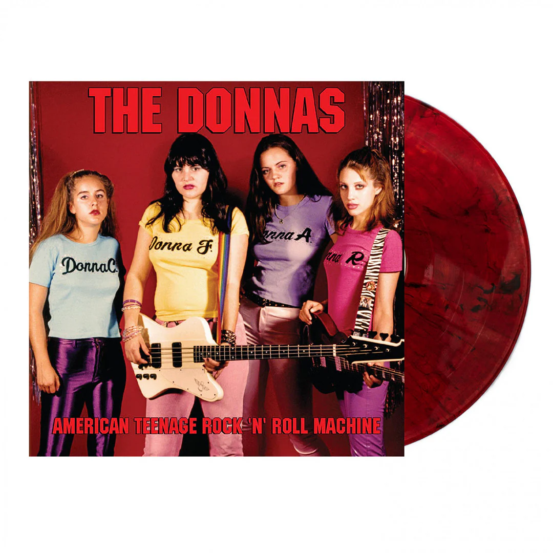 THE DONNAS 'AMERICAN TEENAGE ROCK'N'ROLL MACHINE' LP - FIRE ORANGE/BLACK SWIRL