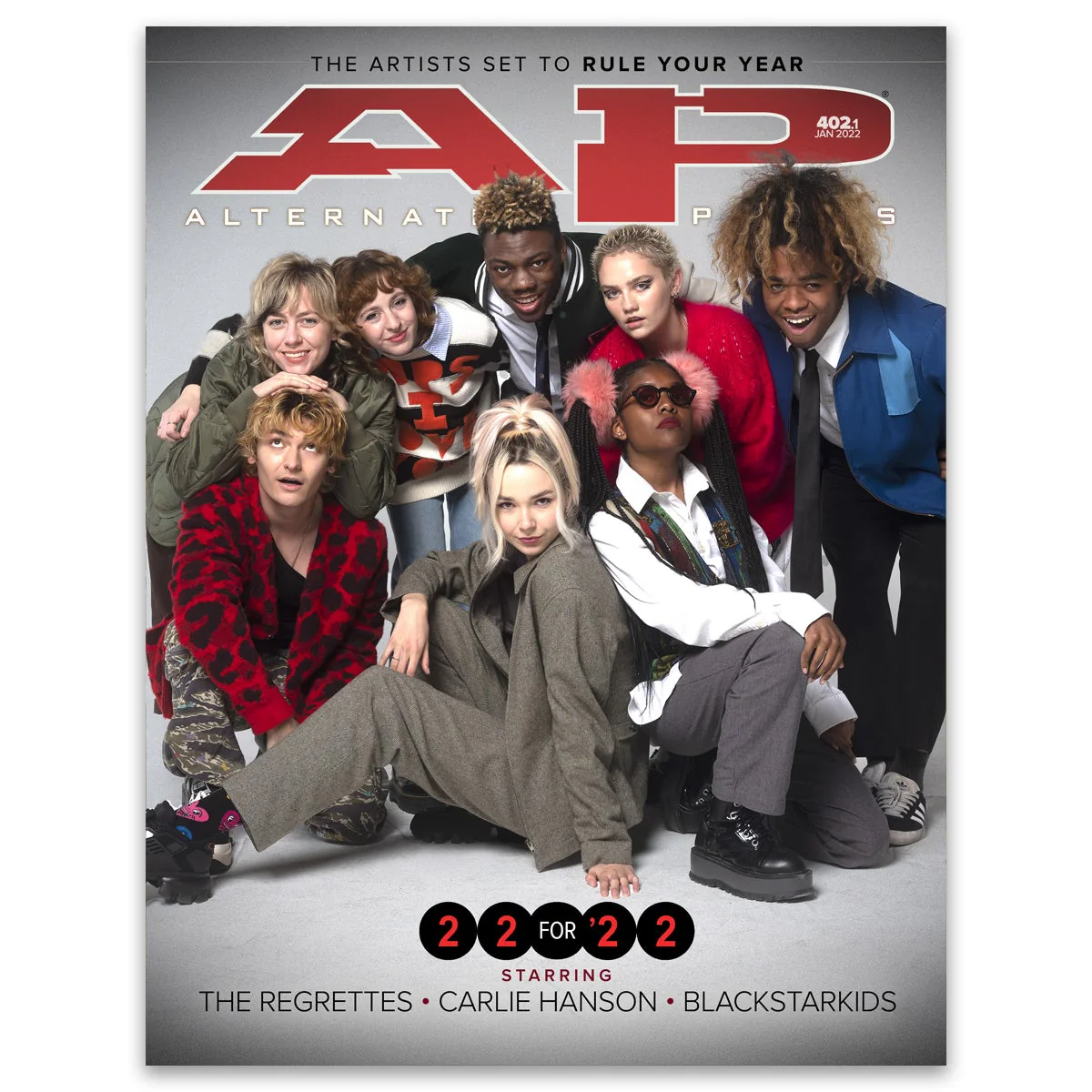 ALTERNATIVE PRESS JANUARY 2022 ISSUE 402 VERSION 1 FEATURING THE REGRETTES x CARLIE HANSON x BLACKSTARKIDS