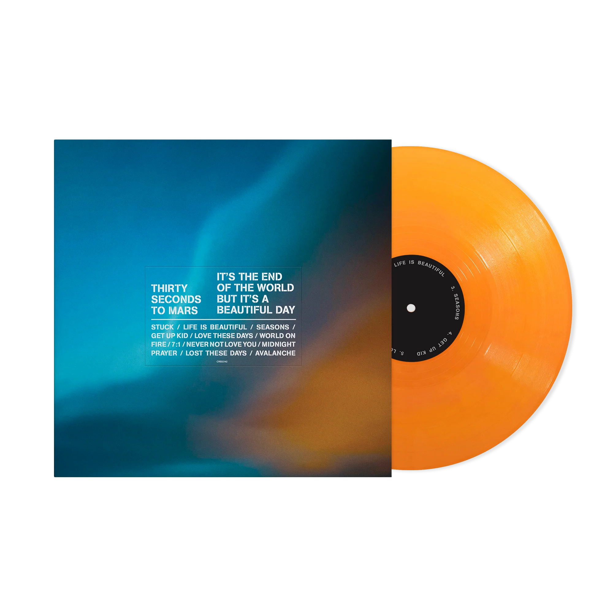 THIRTY SECONDS TO MARS ‘IT'S THE END OF THE WORLD BUT IT'S A BEAUTIFUL DAY’ LP - EXCLUSIVE - LTD. 500 (ALTERNATE COVER #8 - TANGERINE