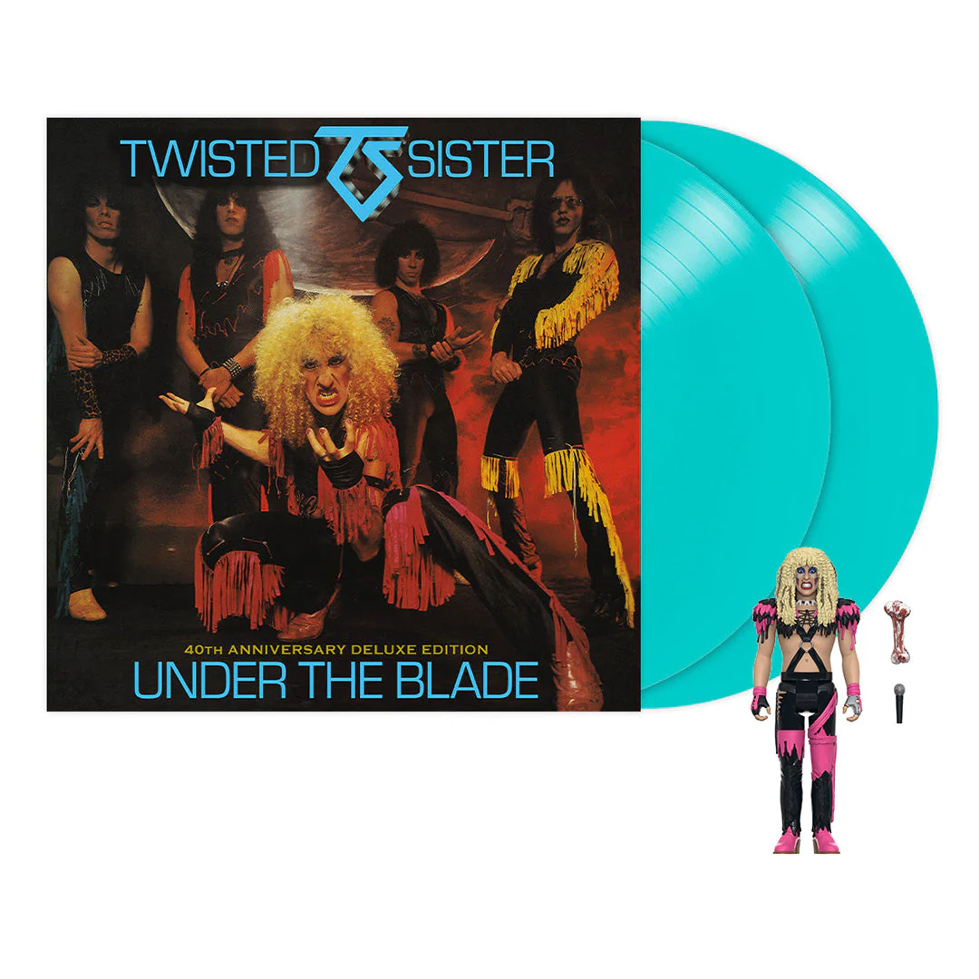 TWISTED SISTER ‘UNDER THE BLADE’ 40TH ANNIVERSARY 2LP LTD. - TURQUOISE + DEE SNIDER REACTION FIGURE BUNDLE - Image 2