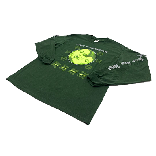 TYPE O NEGATIVE 'CRUDE GEARS' LONG SLEEVE GREEN - Image 2