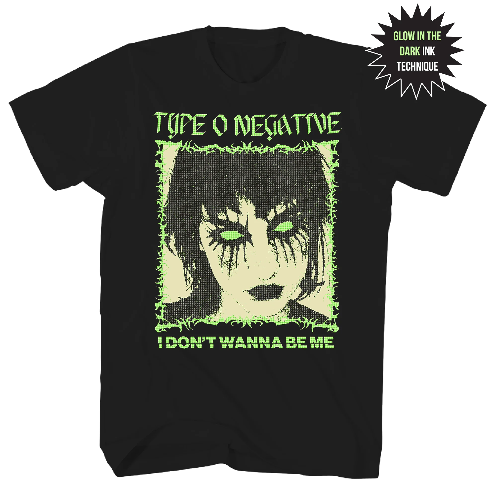 TYPE O NEGATIVE I DONT WANT TO BE ME GLOW IN THE DARK FRT/BACK BLACK T-SHIRT