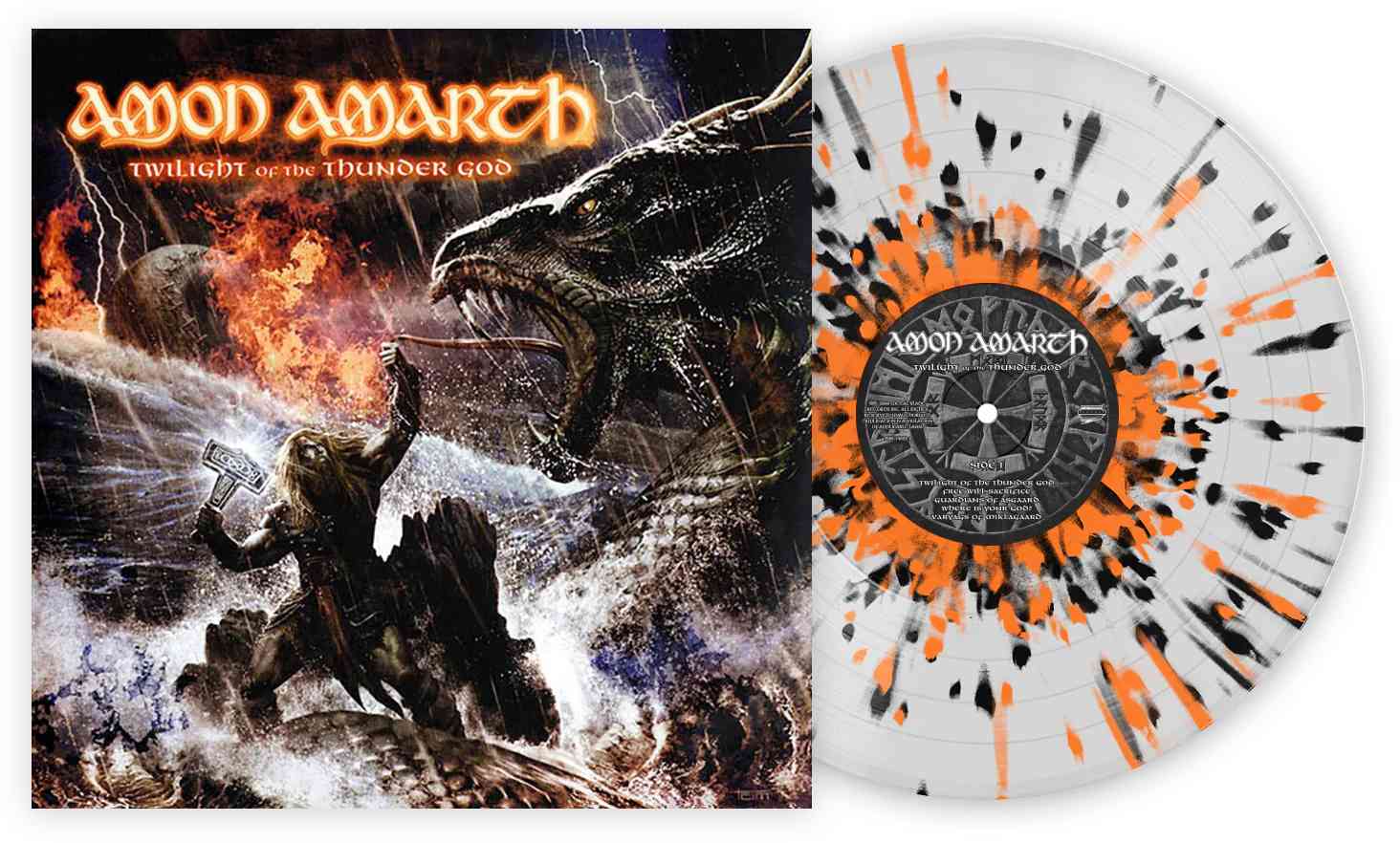AMON AMARTH 'TWILIGHT OF THE THUNDER GOD' LP - CLEAR/ORANGE/BLACK/SPLATTER - Image 2